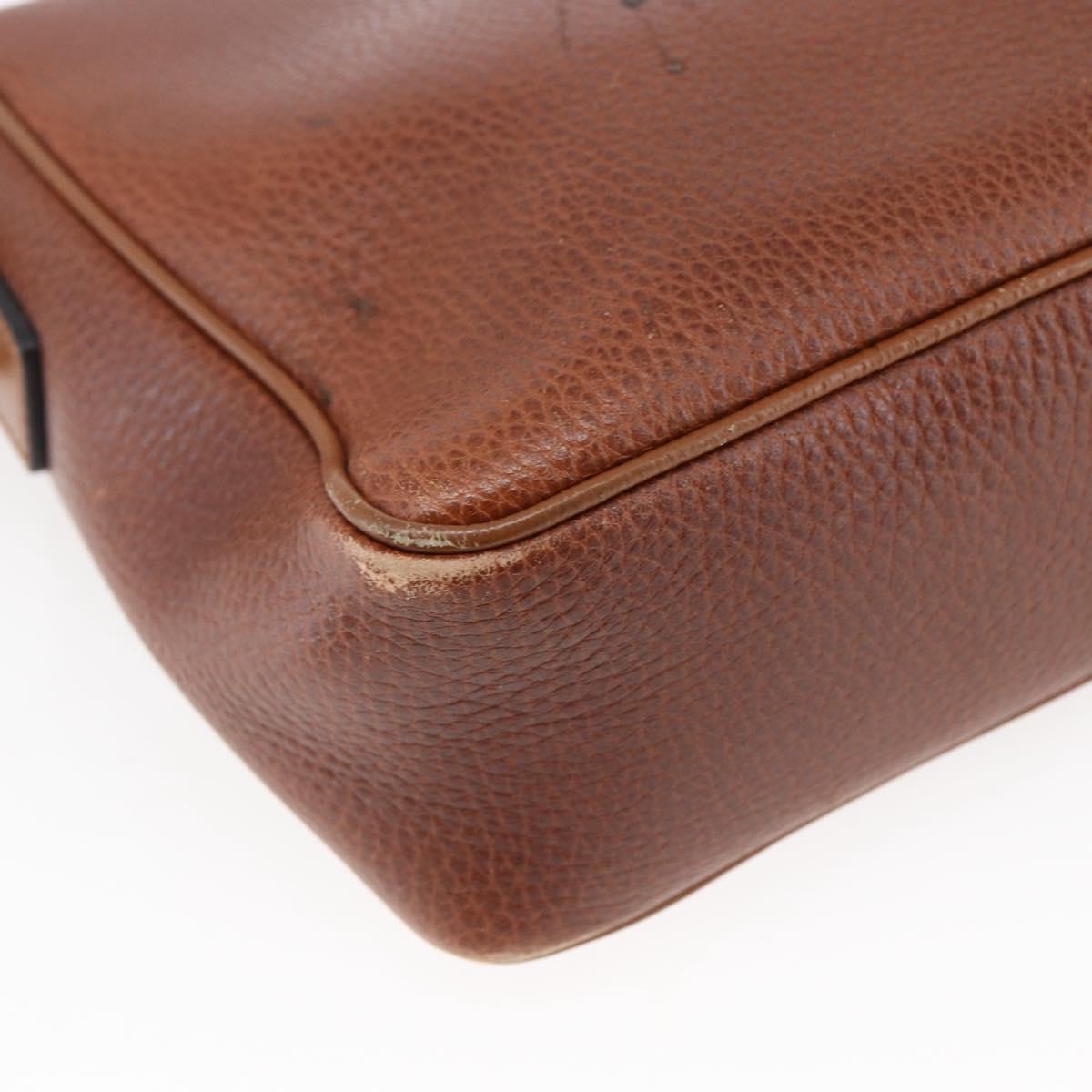 CELINE Shoulder Bag Leather Brown Auth 146484