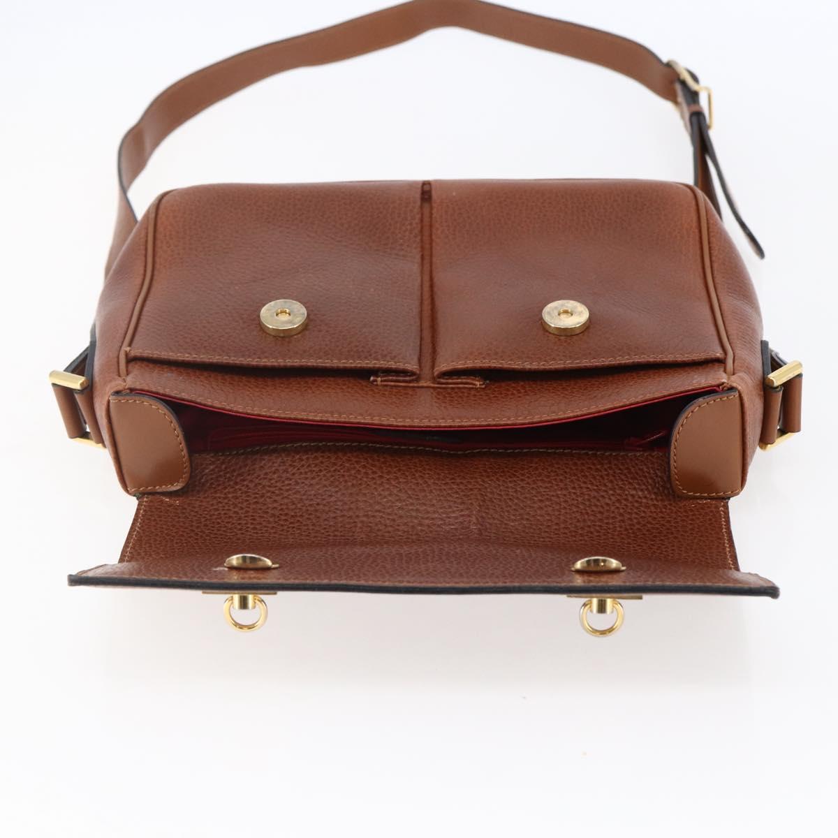 CELINE Shoulder Bag Leather Brown Auth 146484