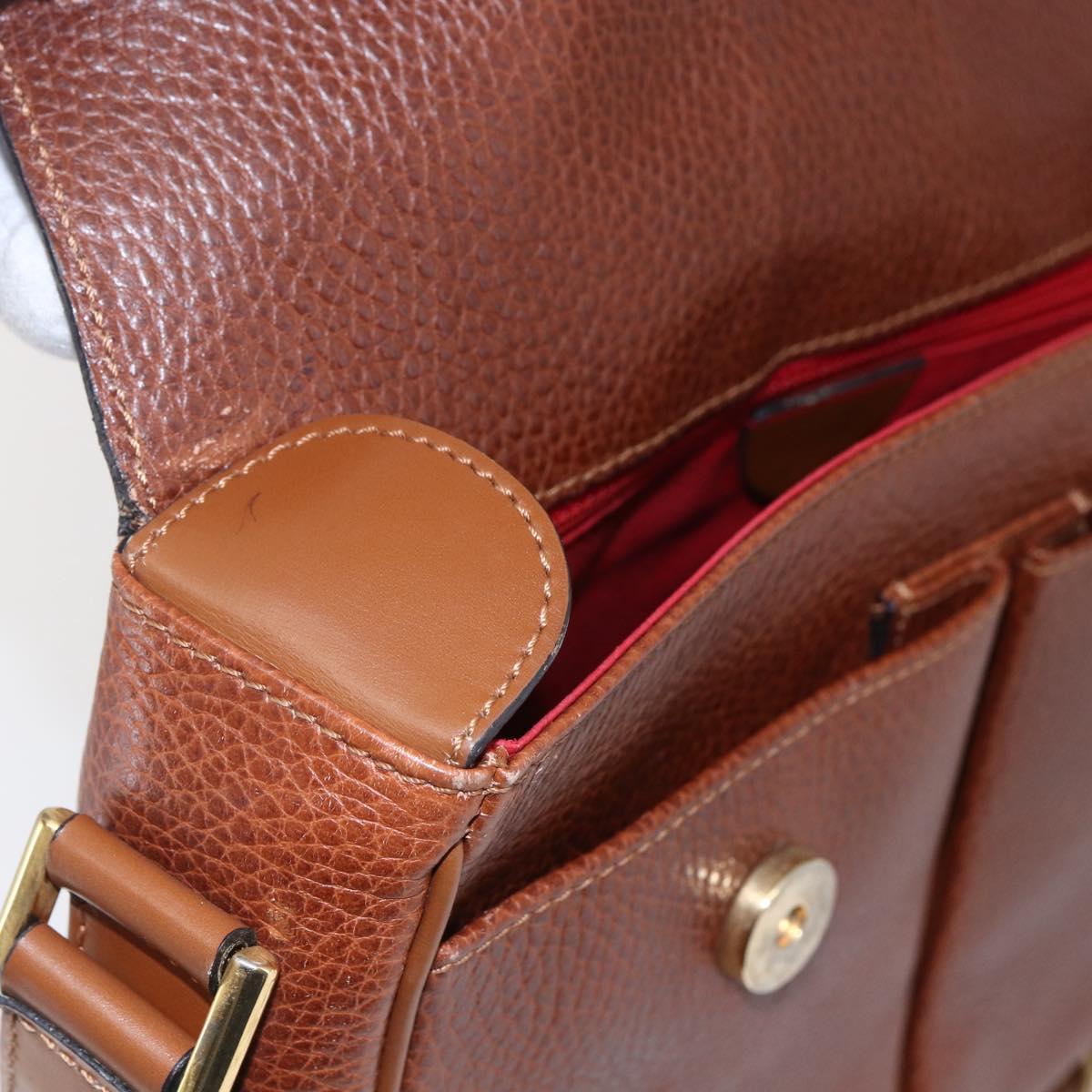 CELINE Shoulder Bag Leather Brown Auth 146484