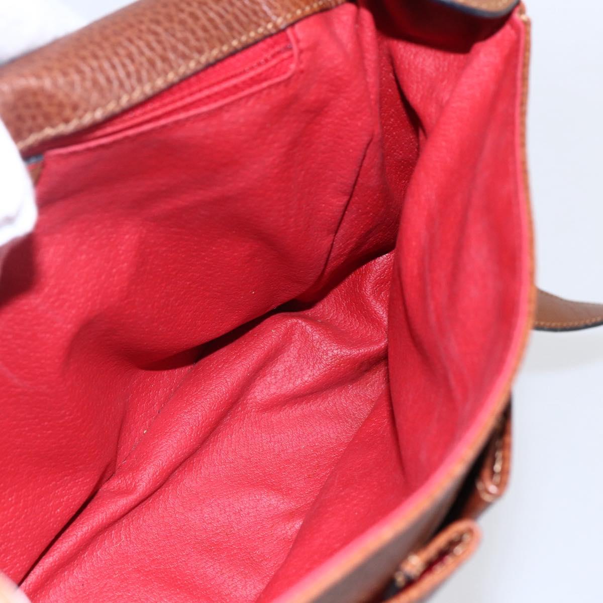 CELINE Shoulder Bag Leather Brown Auth 146484