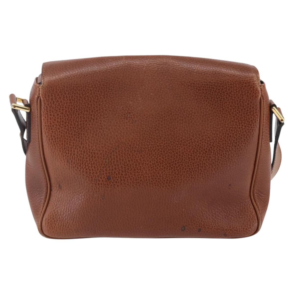 CELINE Shoulder Bag Leather Brown Auth 146484