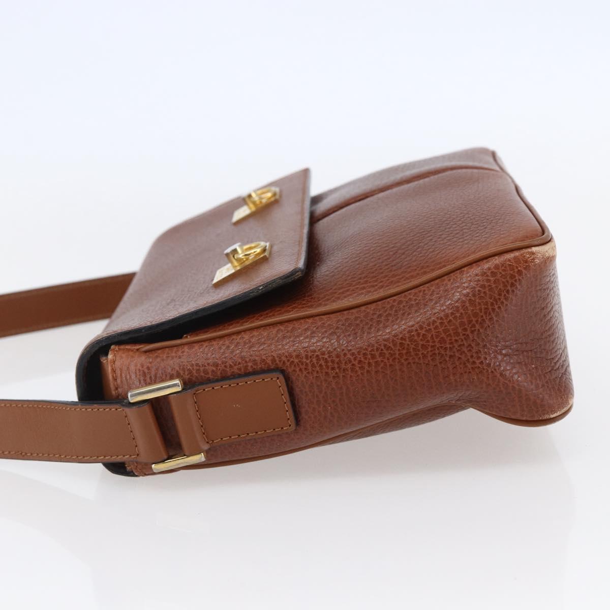 CELINE Shoulder Bag Leather Brown Auth 146484