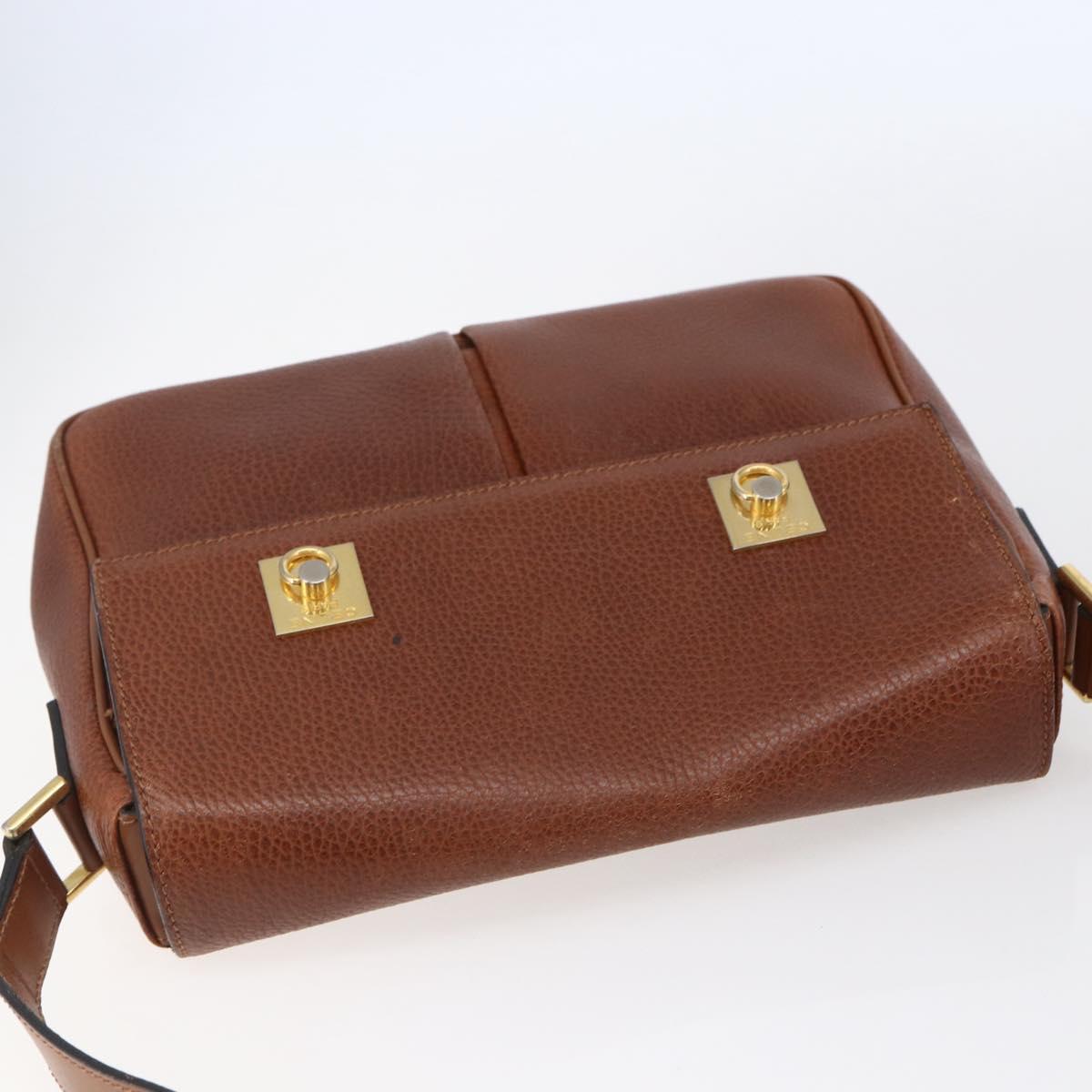CELINE Shoulder Bag Leather Brown Auth 146484