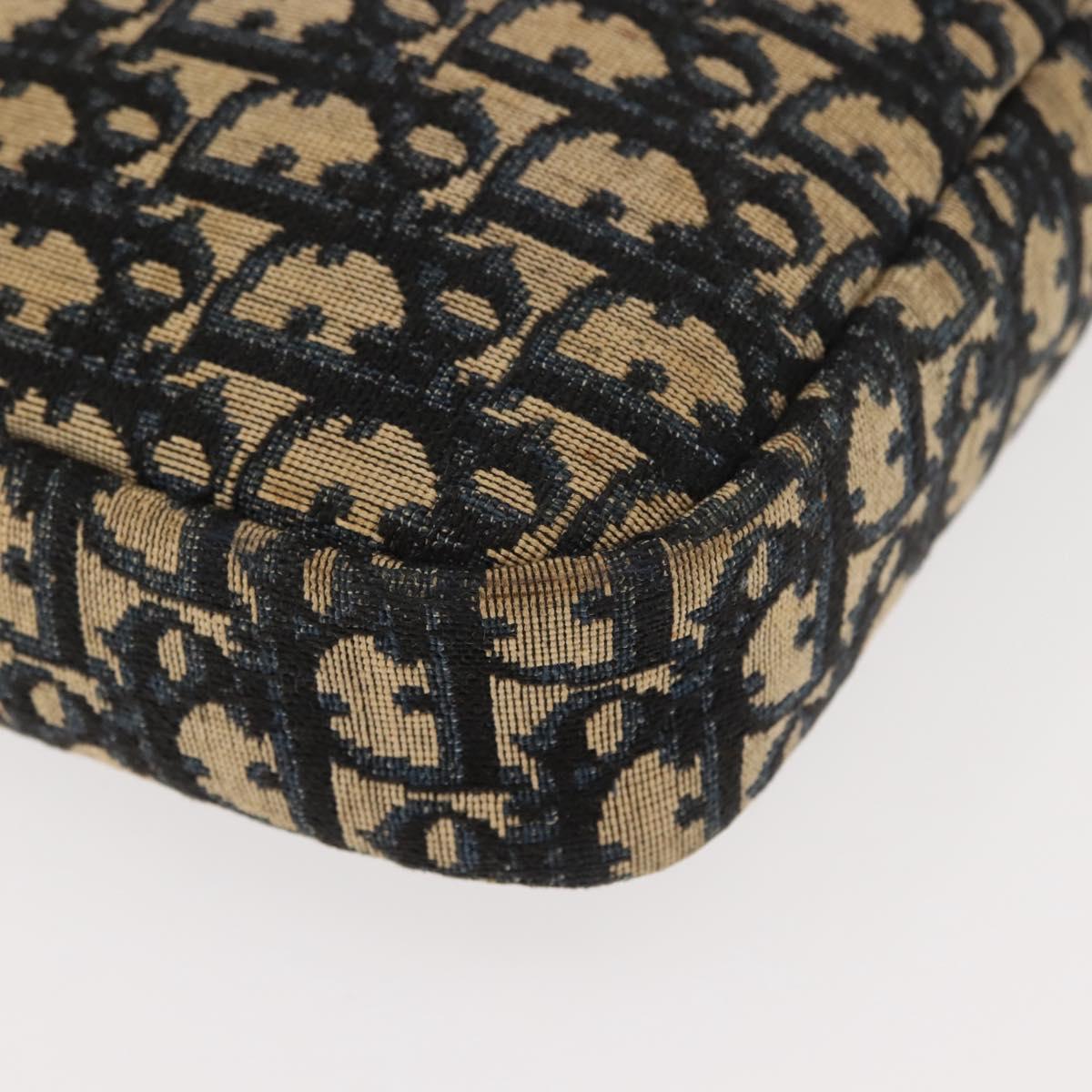 Christian Dior Trotter Canvas Shoulder Bag Navy Gold Auth 146485