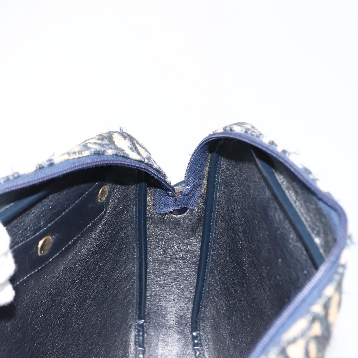 Christian Dior Trotter Canvas Shoulder Bag Navy Gold Auth 146485