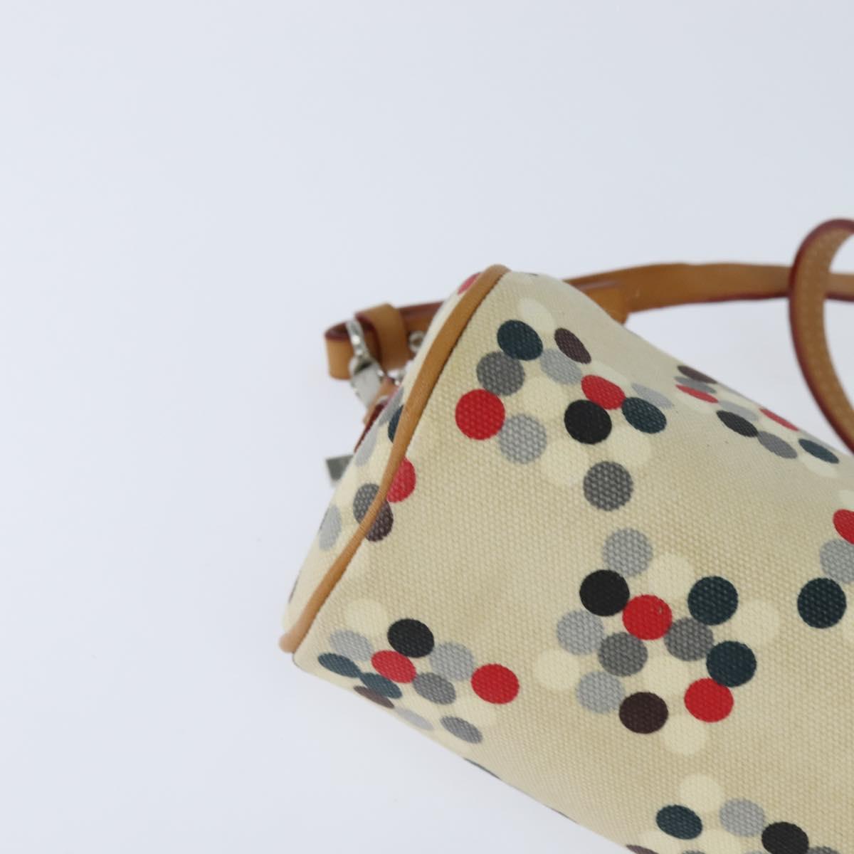 BURBERRY Hand Bag Canvas 2way Beige Silver Auth 146487