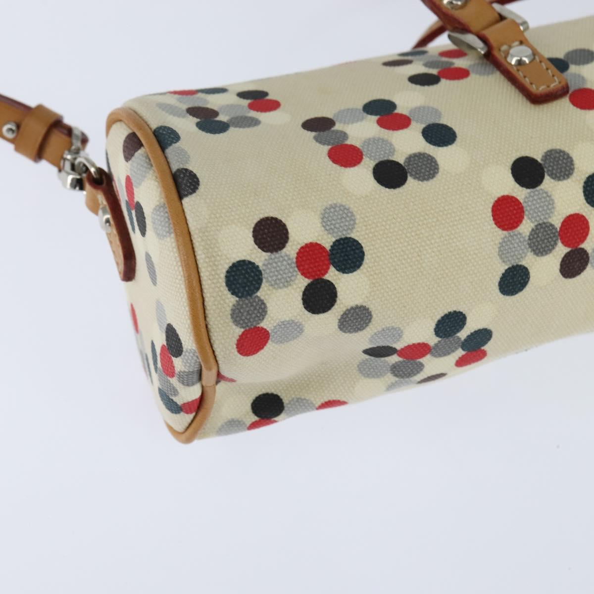 BURBERRY Hand Bag Canvas 2way Beige Silver Auth 146487