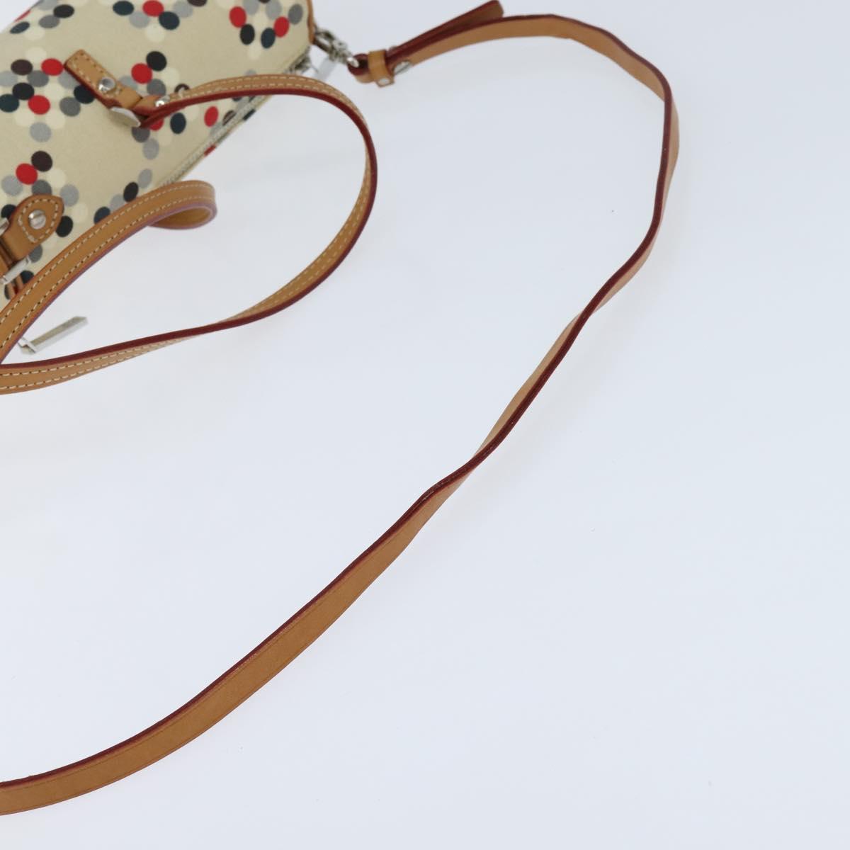 BURBERRY Hand Bag Canvas 2way Beige Silver Auth 146487