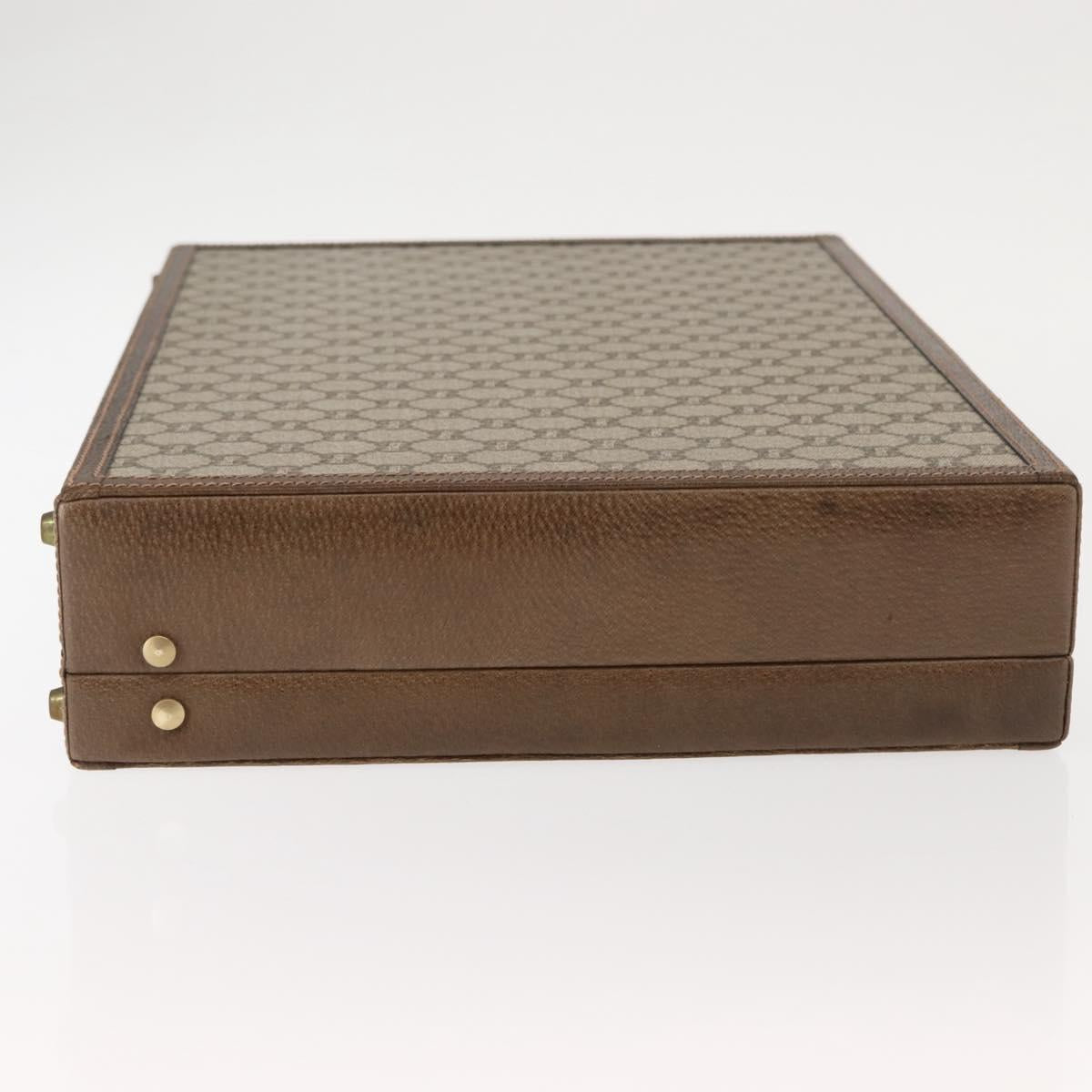 GUCCI GG Plus Supreme Attache Case PVC Beige Gold Auth 146488