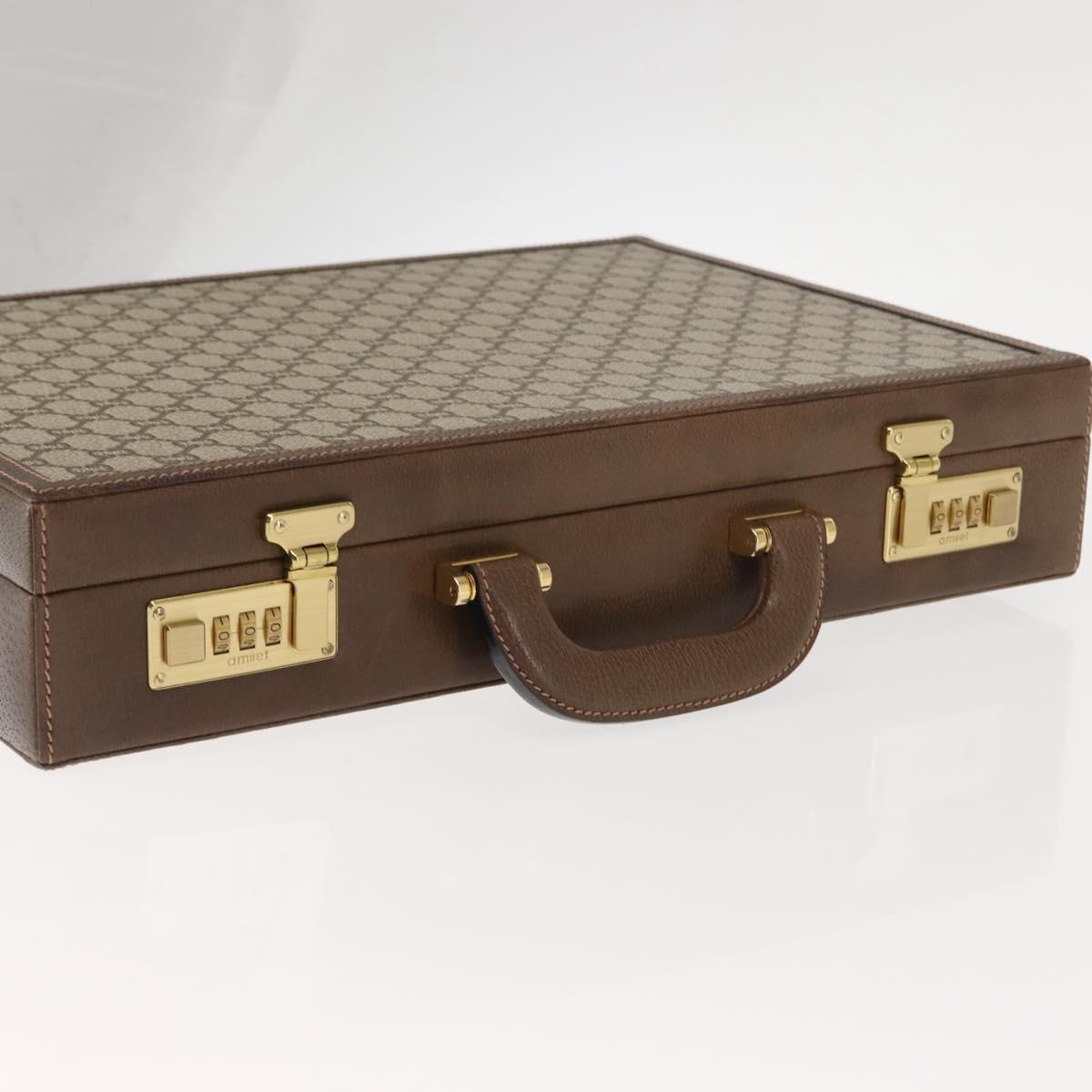 GUCCI GG Plus Supreme Attache Case PVC Beige Gold Auth 146488