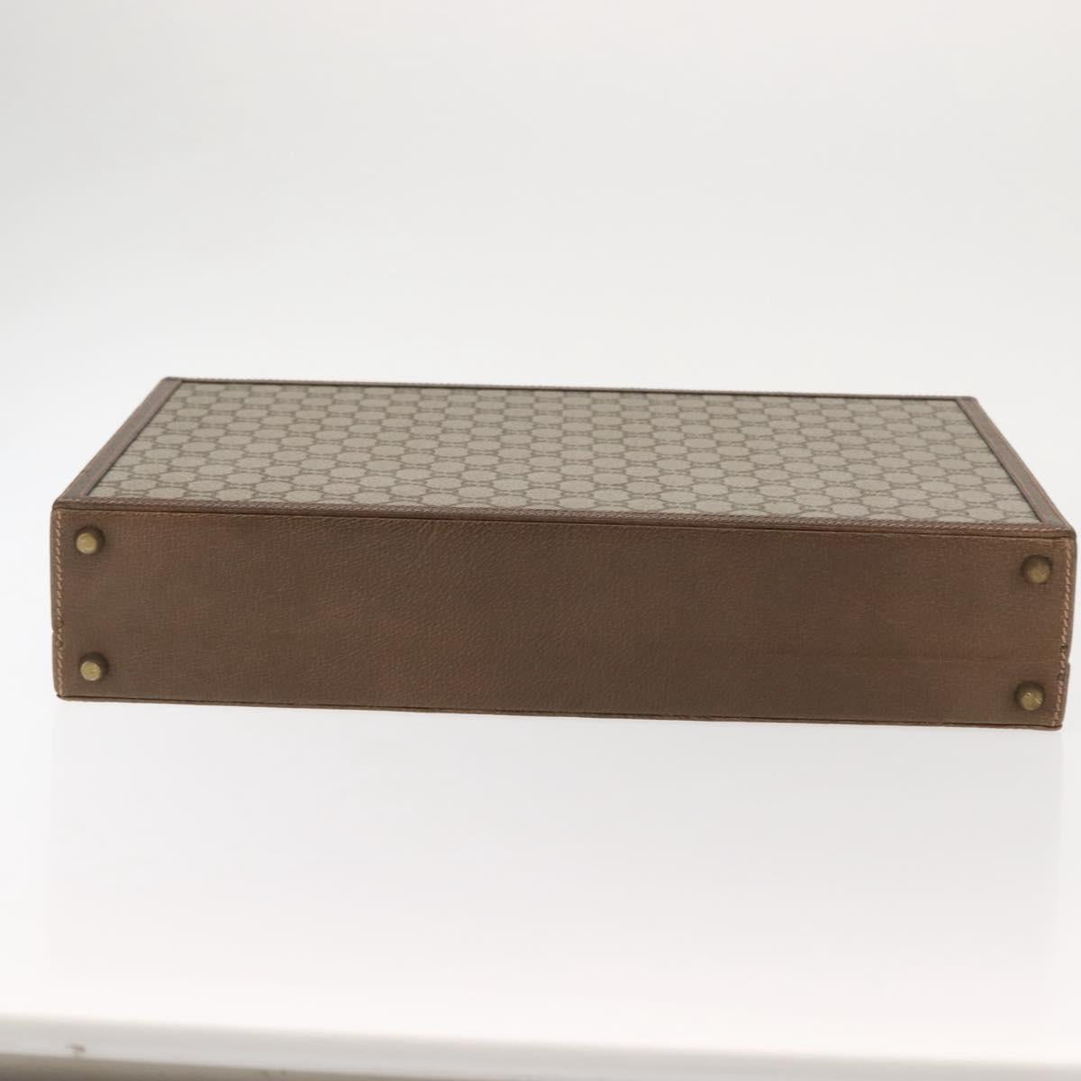 GUCCI GG Plus Supreme Attache Case PVC Beige Gold Auth 146488