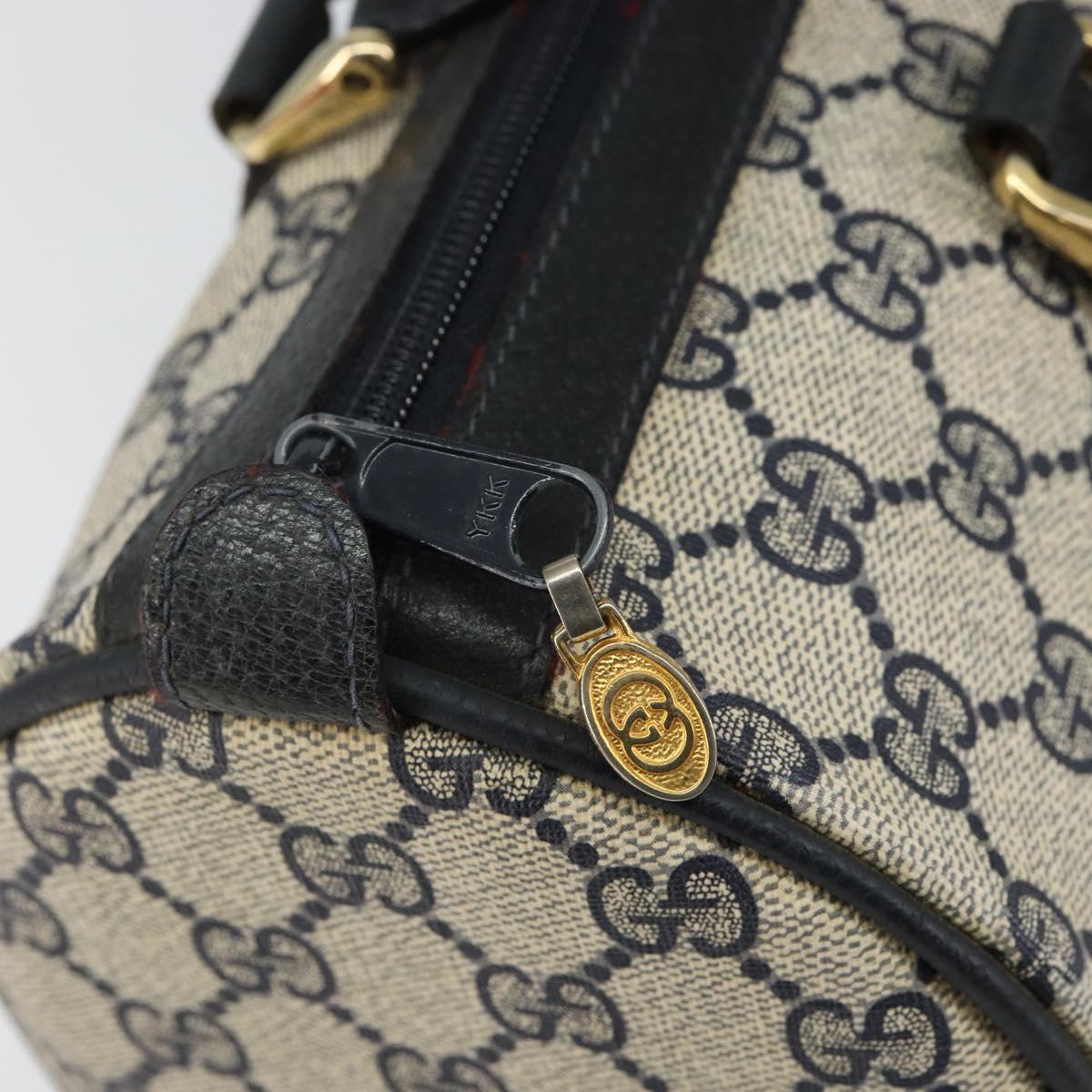 GUCCI GG Supreme Sherry Line Boston Bag PVC Navy Gold 39 02 007 Auth 146490