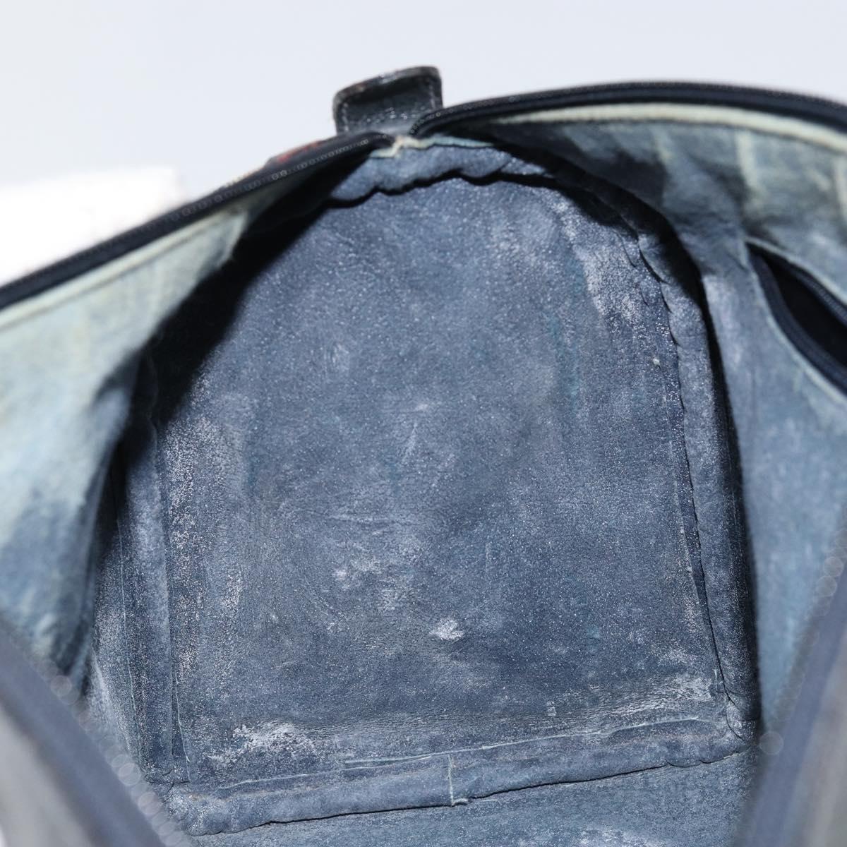 GUCCI GG Supreme Sherry Line Boston Bag PVC Navy Gold 39 02 007 Auth 146490