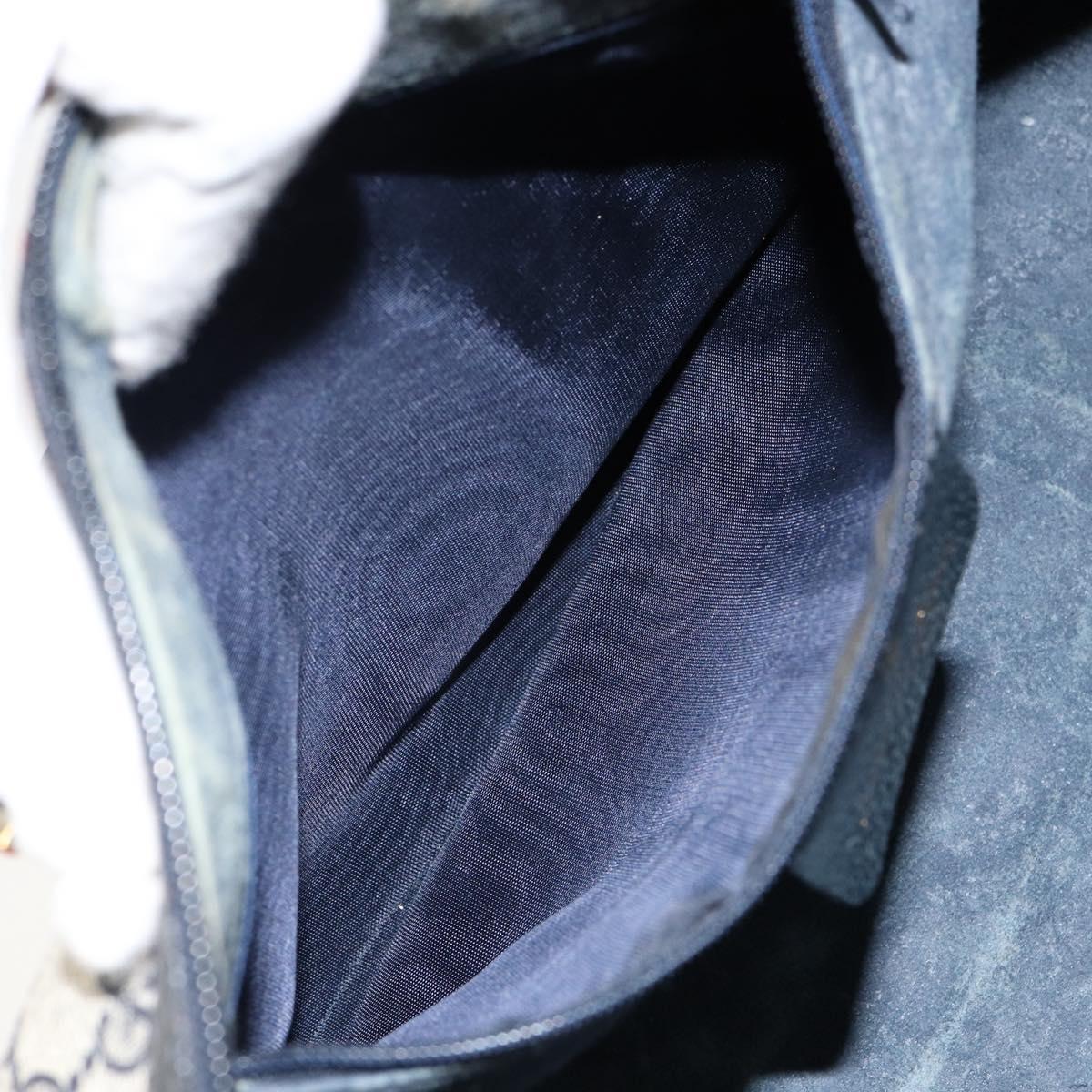 GUCCI GG Supreme Sherry Line Boston Bag PVC Navy Gold 39 02 007 Auth 146490