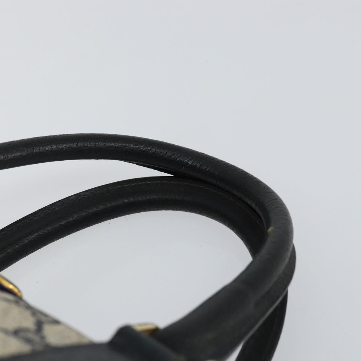 GUCCI GG Supreme Sherry Line Boston Bag PVC Navy Gold 39 02 007 Auth 146490