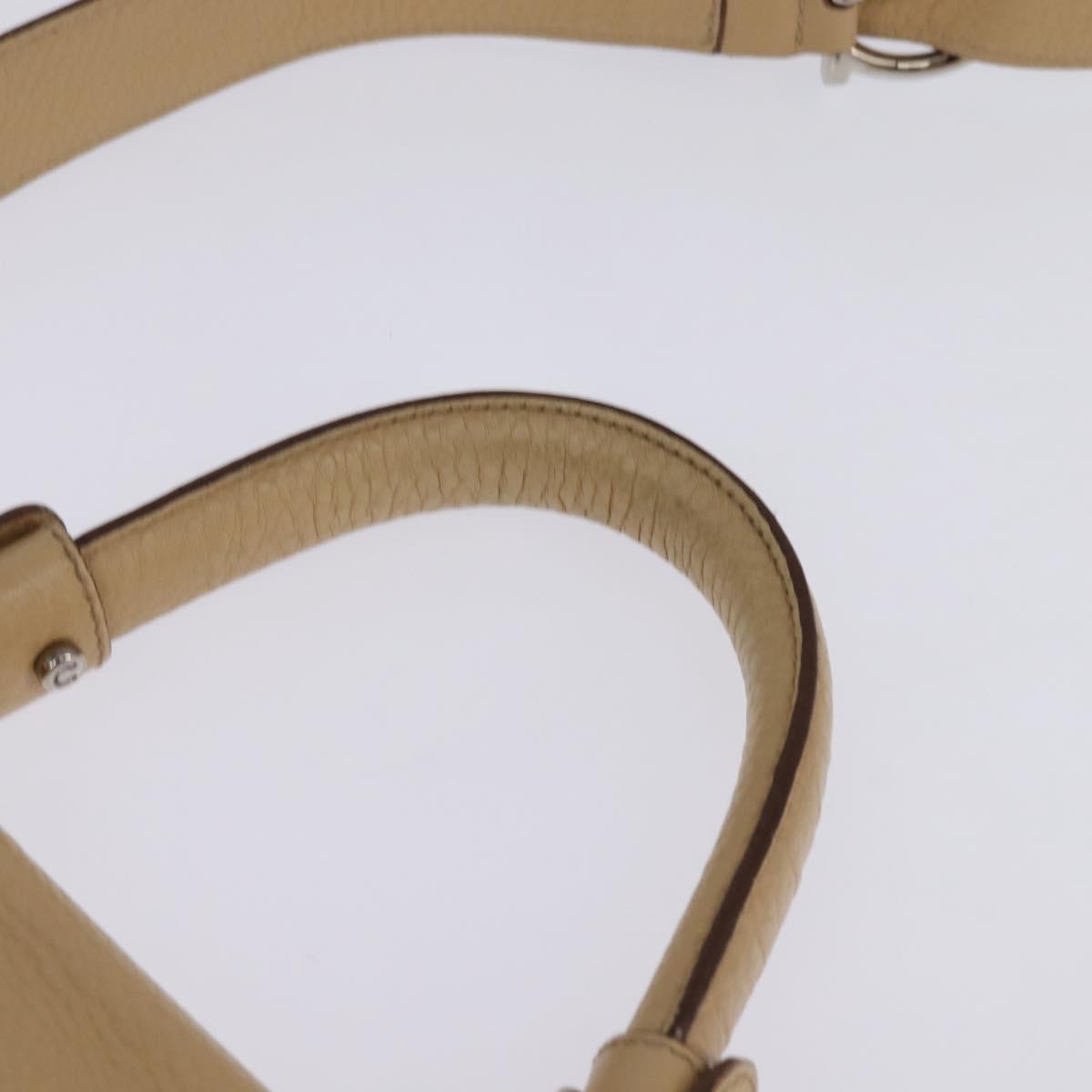 Salvatore Ferragamo Gancini Sofia Hand Bag Leather 2way Beige Silver Auth 146492