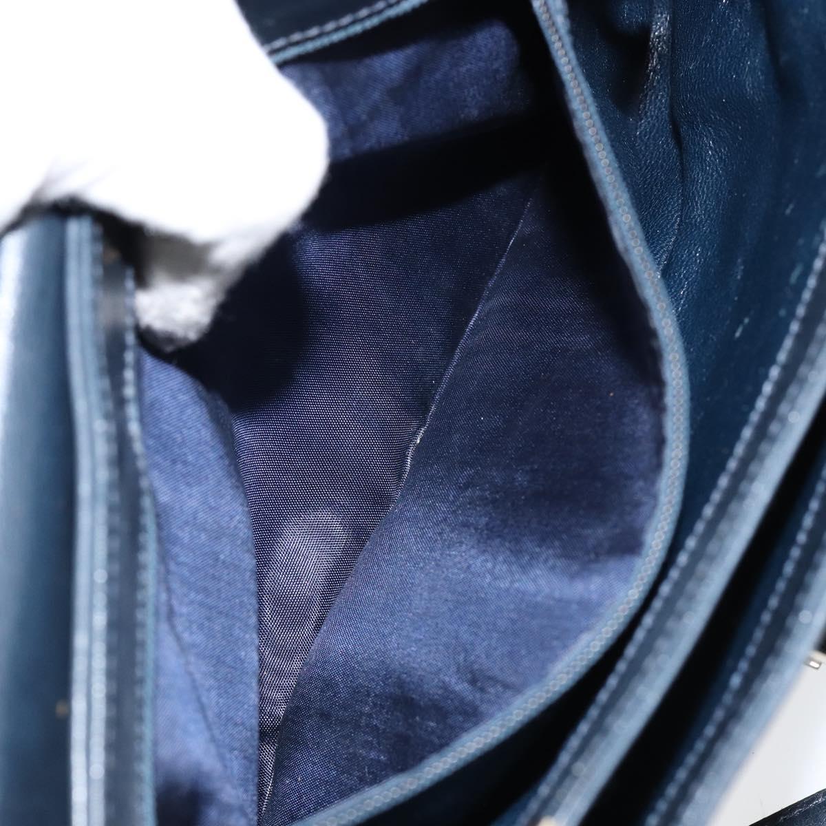 CELINE Horse Carriage Shoulder Bag Leather Navy Auth 146494