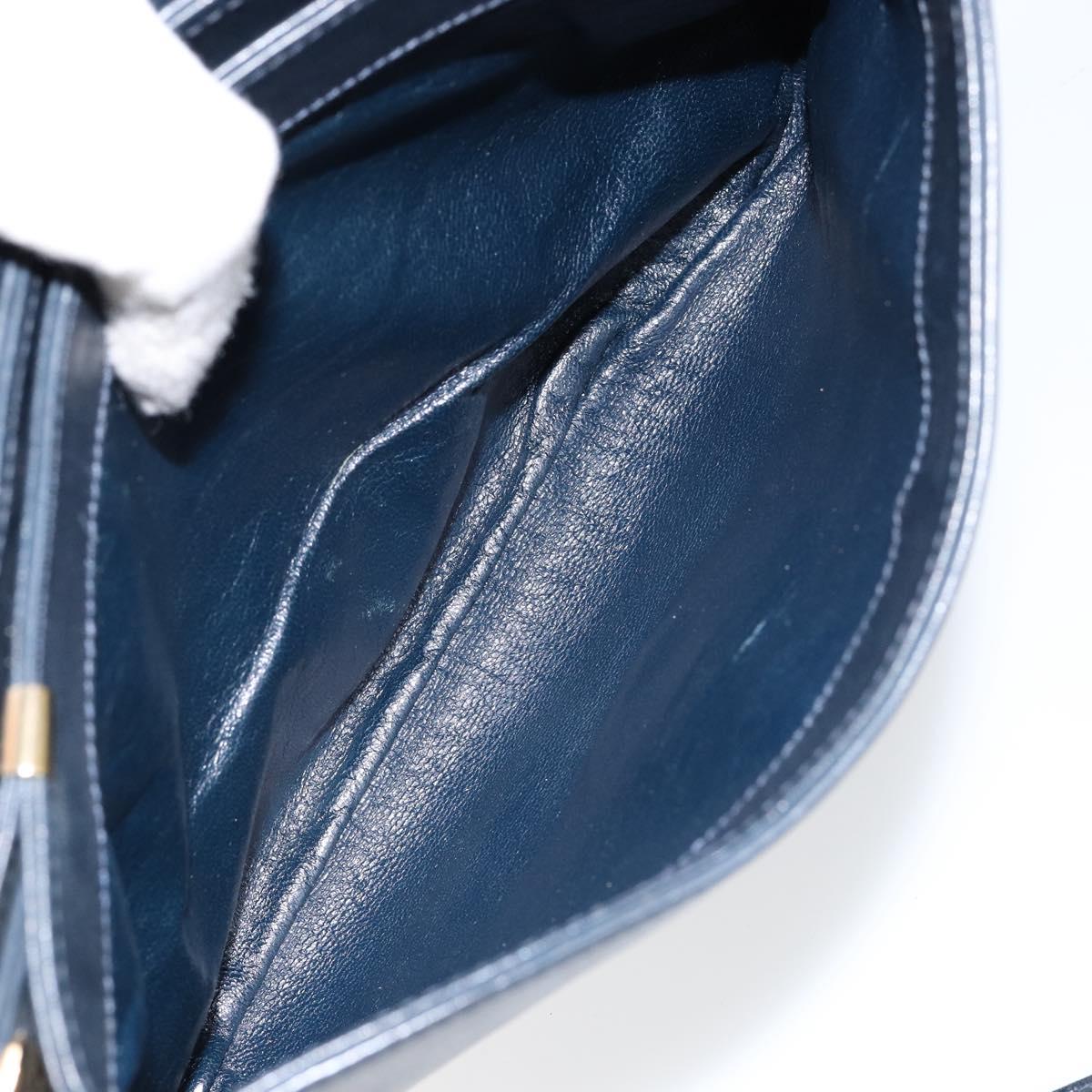 CELINE Horse Carriage Shoulder Bag Leather Navy Auth 146494