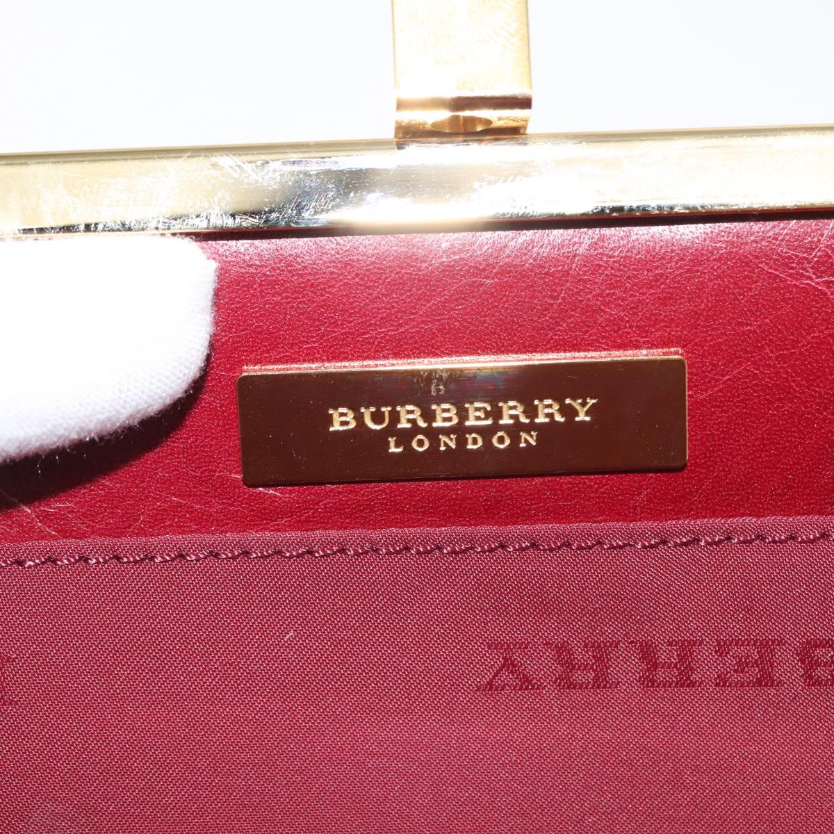 BURBERRY Chain Hand Bag Leather Bordeaux Gold Auth 146495