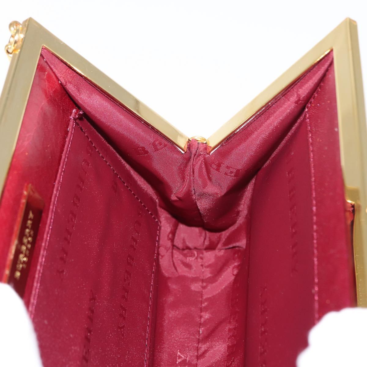 BURBERRY Chain Hand Bag Leather Bordeaux Gold Auth 146495