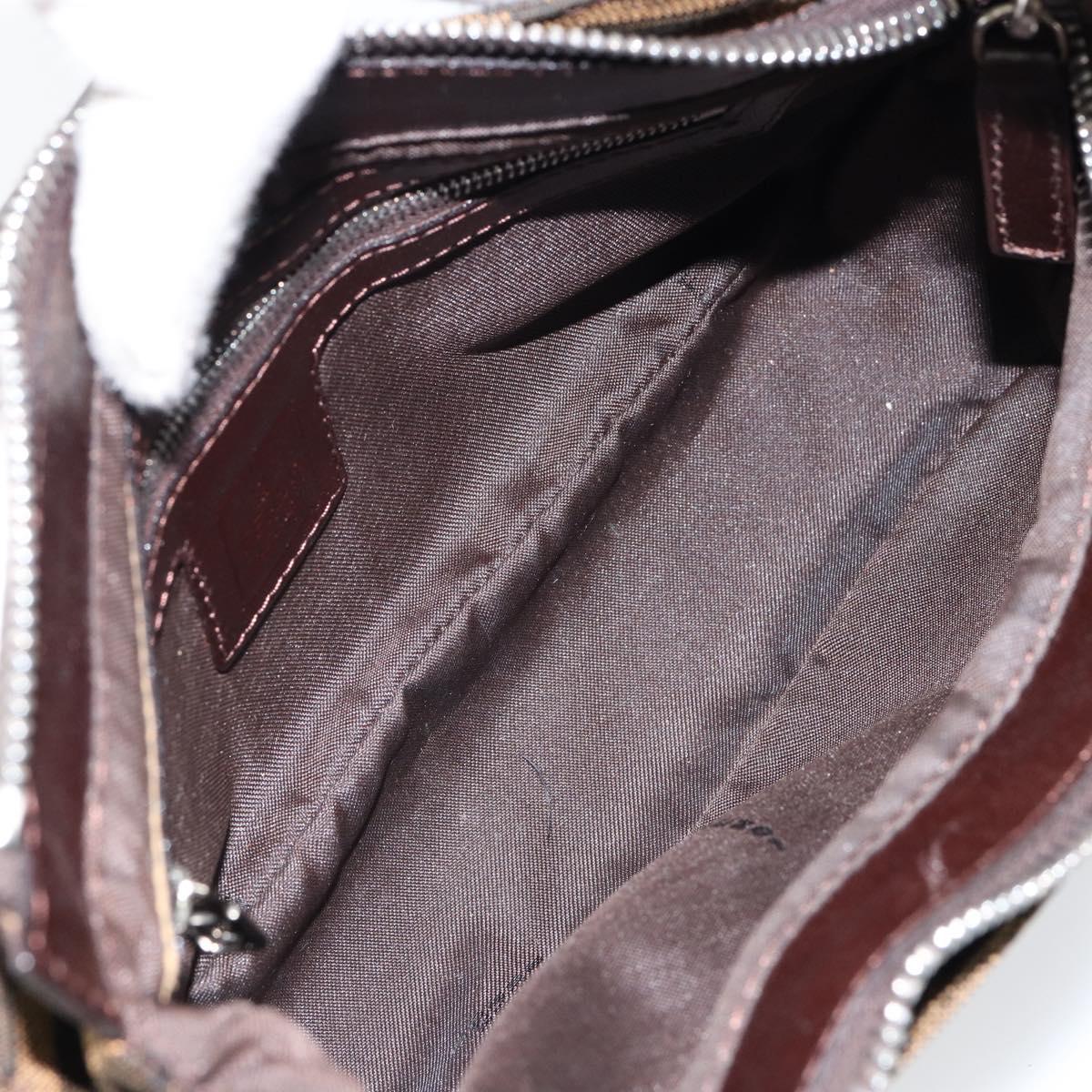 FENDI Zucca Canvas Shoulder Bag Black Brown Auth 146505