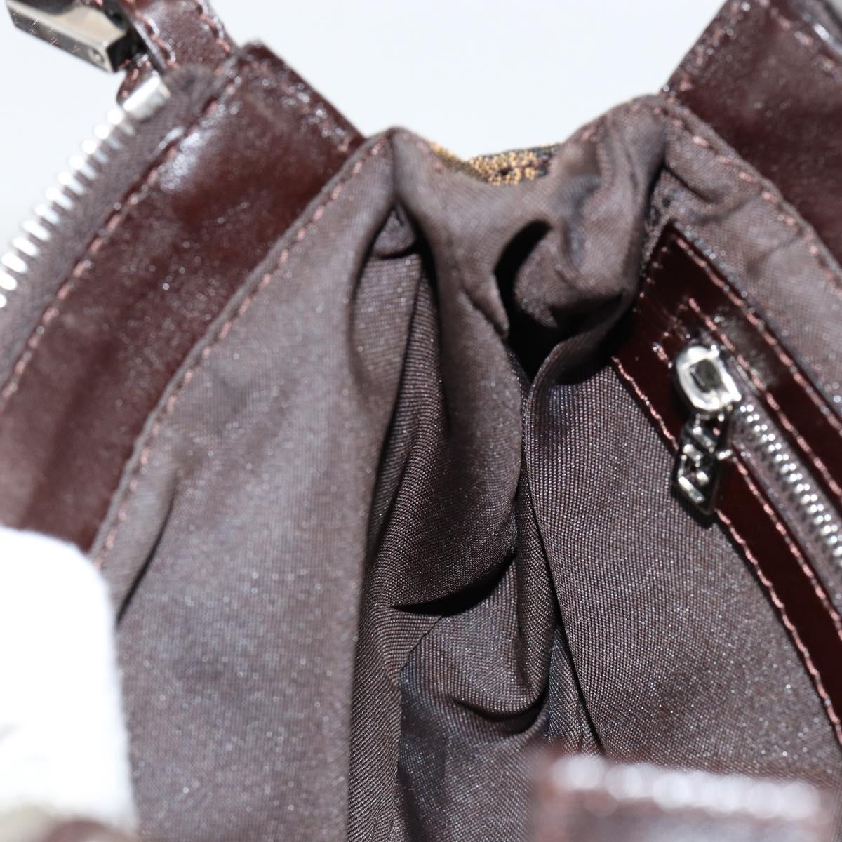 FENDI Zucca Canvas Shoulder Bag Black Brown Auth 146505