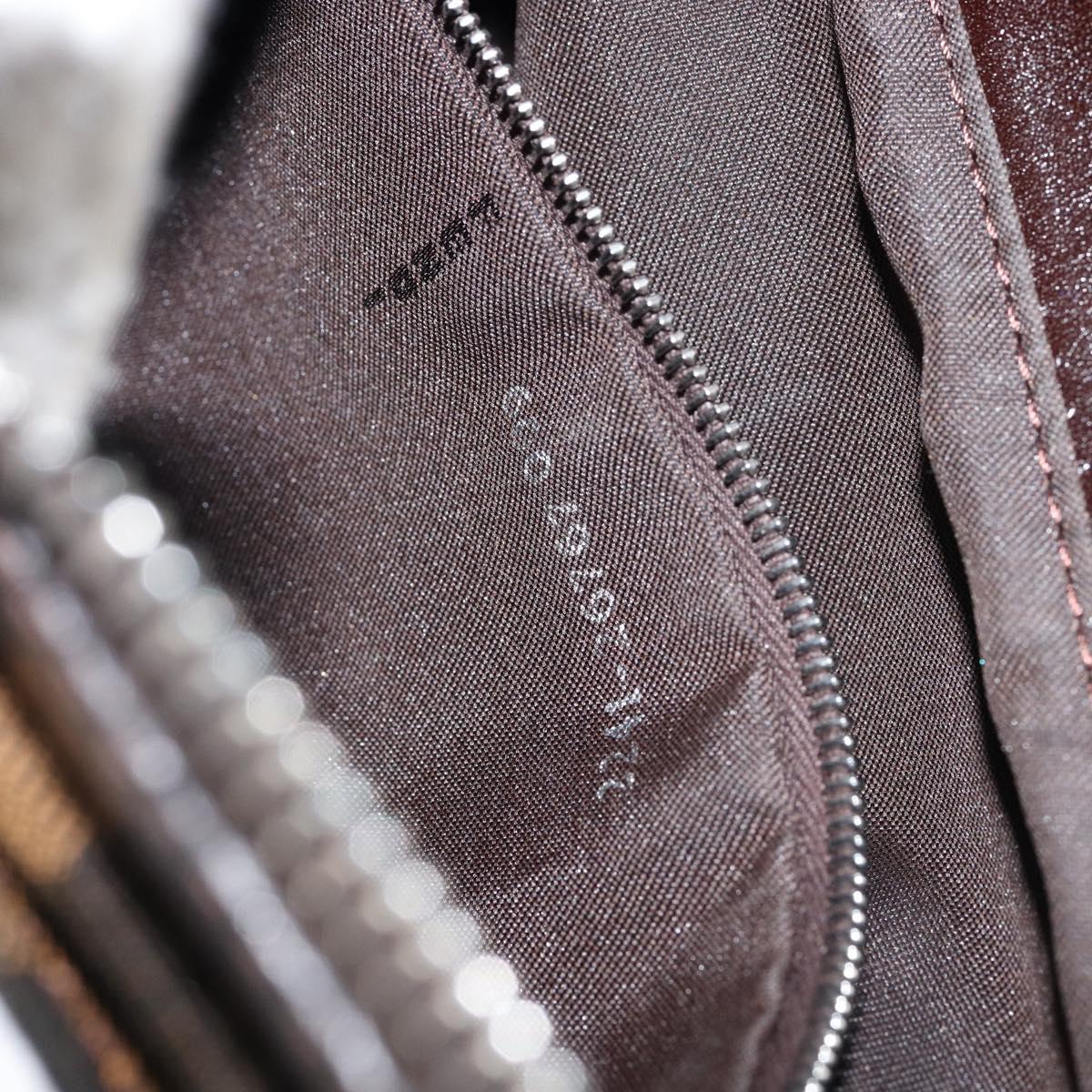 FENDI Zucca Canvas Shoulder Bag Black Brown Auth 146505