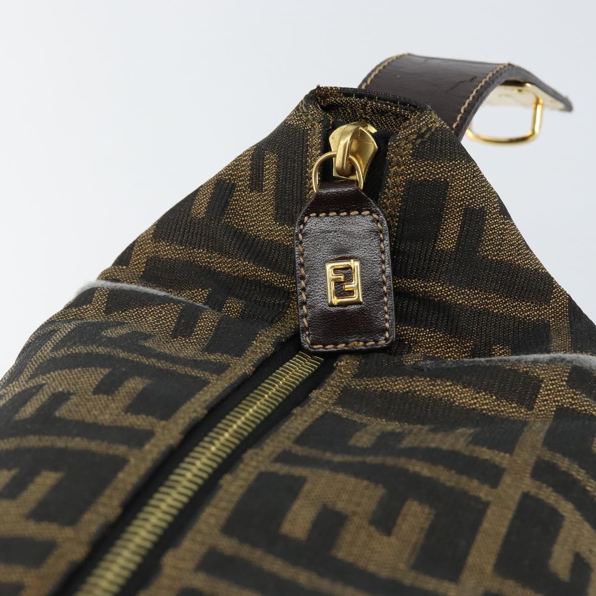 FENDI Zucca Canvas Vanity Hand Bag Black Brown Auth 146506