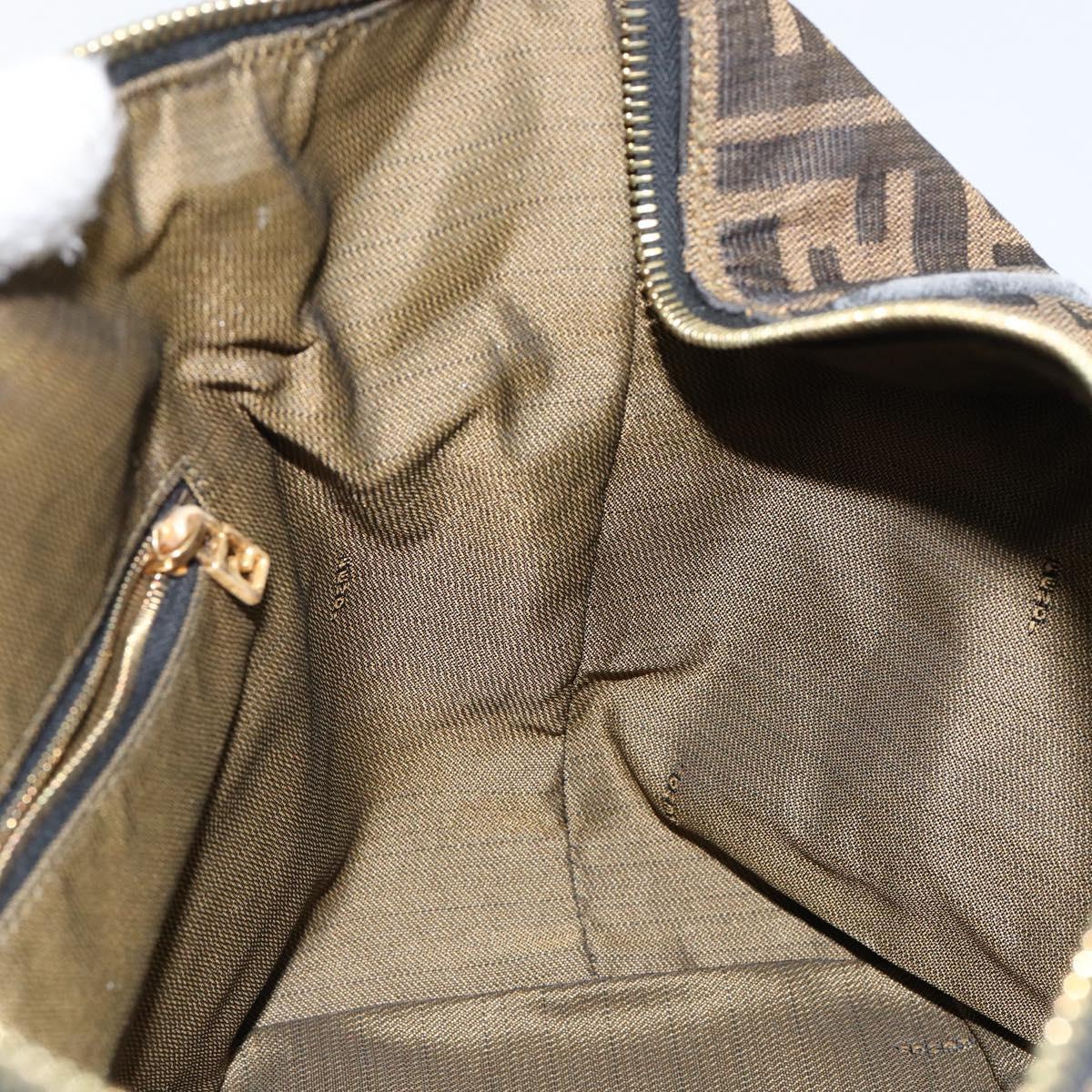 FENDI Zucca Canvas Vanity Hand Bag Black Brown Auth 146506