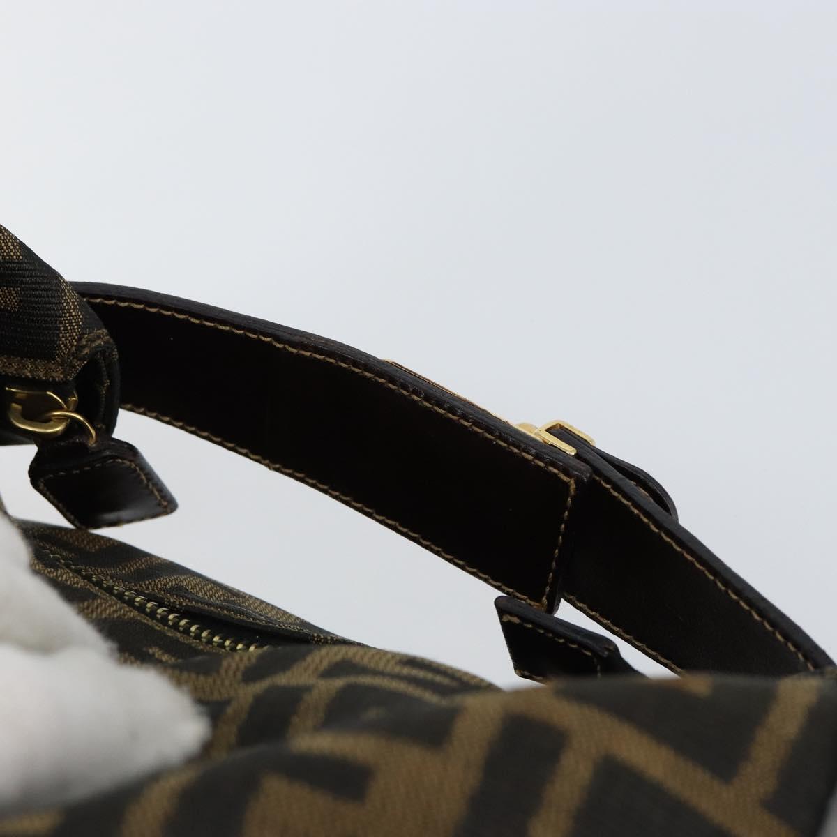 FENDI Zucca Canvas Vanity Hand Bag Black Brown Auth 146506
