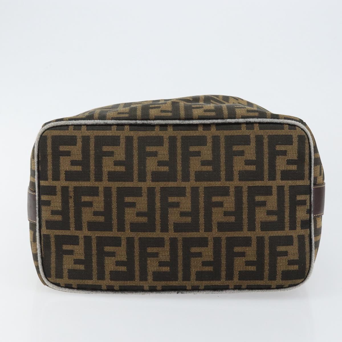FENDI Zucca Canvas Vanity Hand Bag Black Brown Auth 146506