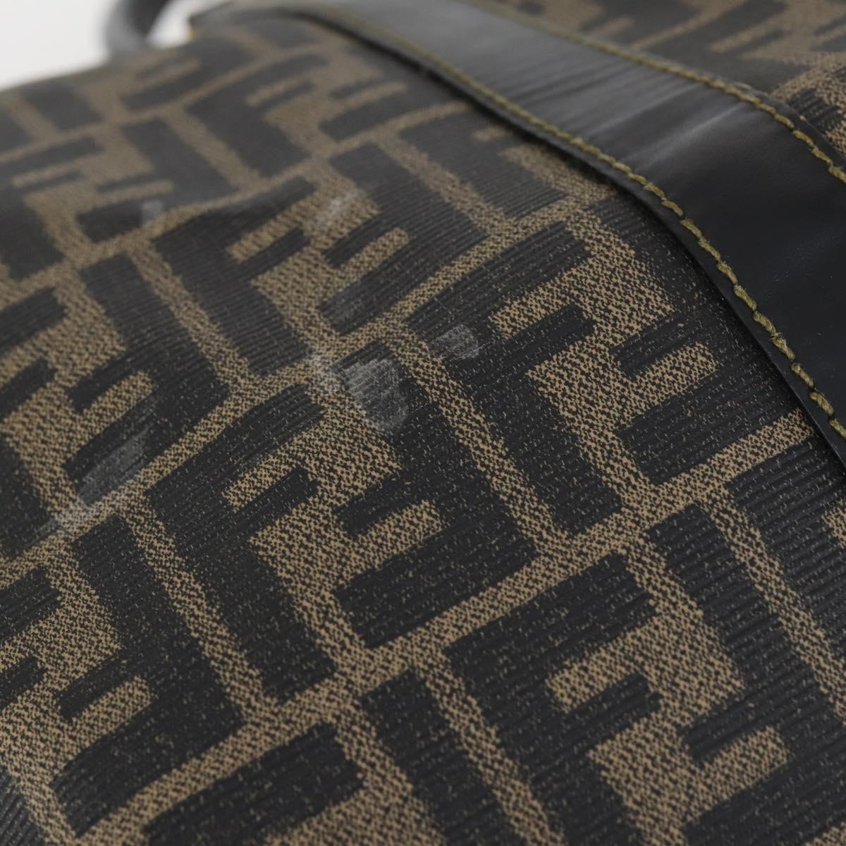 FENDI Zucca Canvas Boston Bag PVC Black Brown Auth 146507