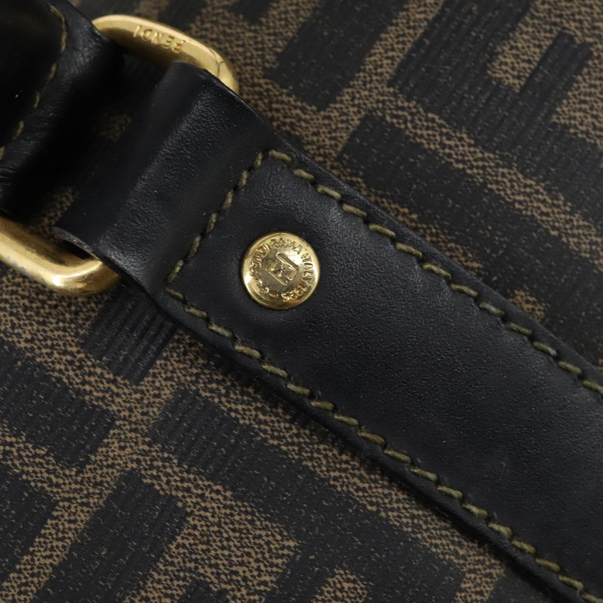 FENDI Zucca Canvas Boston Bag PVC Black Brown Auth 146507