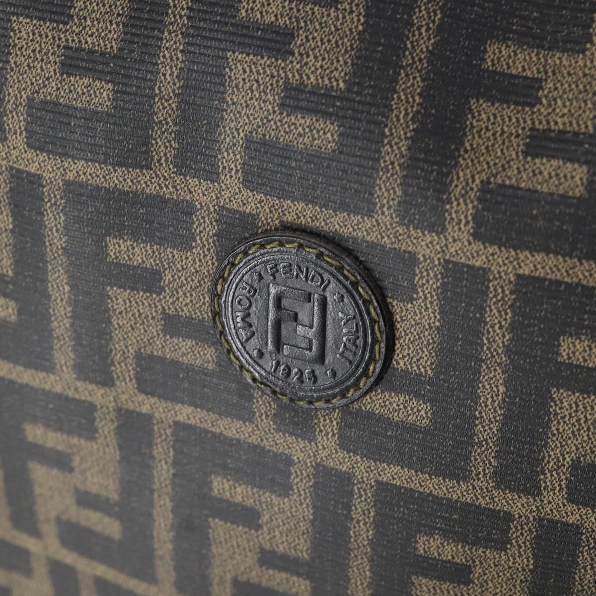 FENDI Zucca Canvas Boston Bag PVC Black Brown Auth 146507