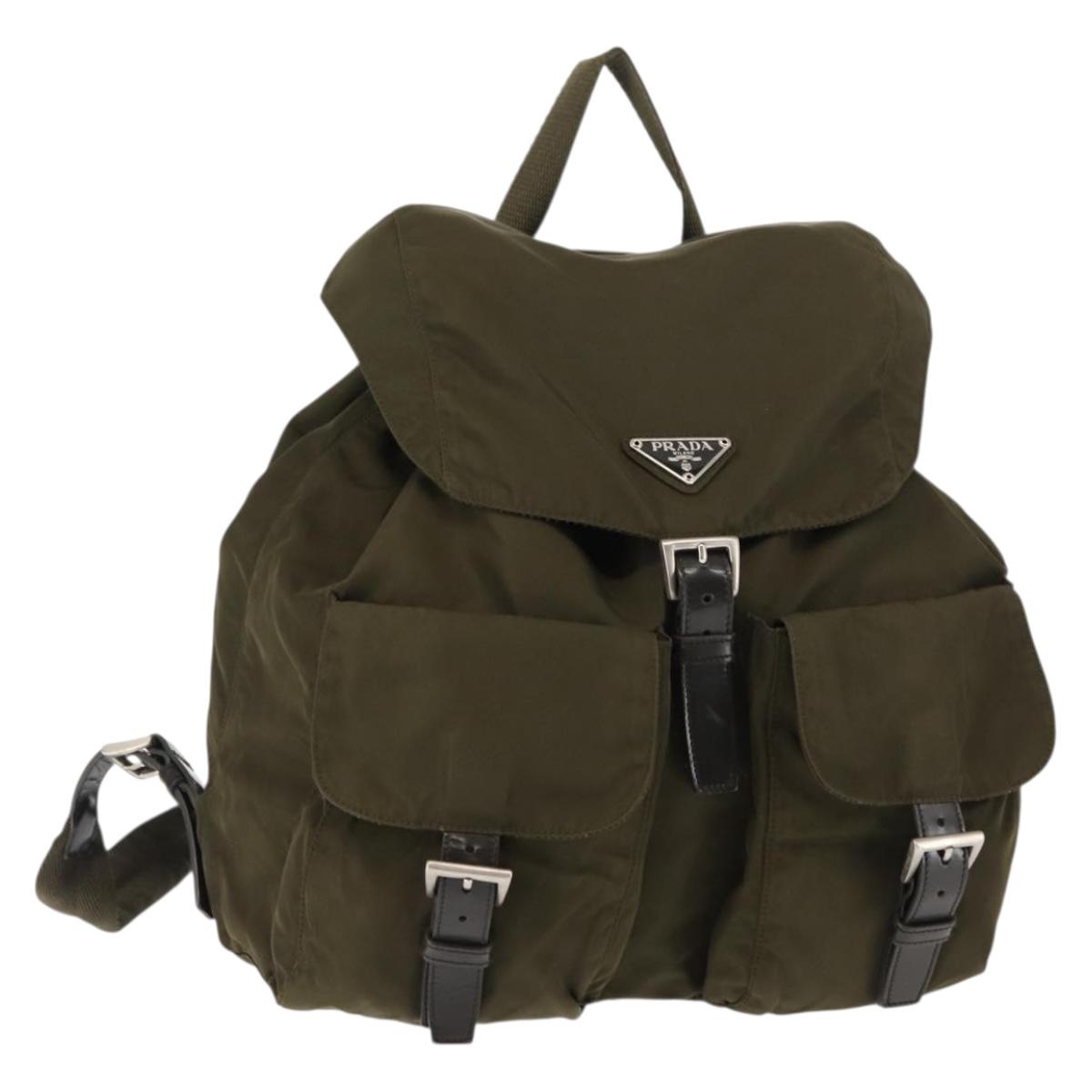 PRADA Backpack Nylon Khaki Auth 146518