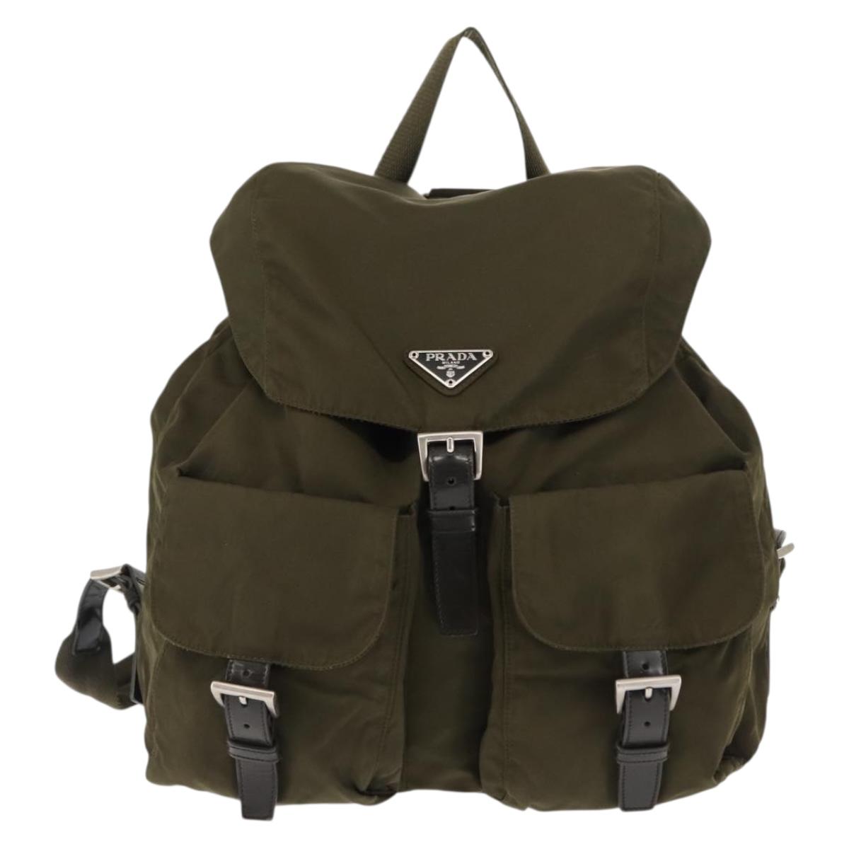 PRADA Backpack Nylon Khaki Auth 146518