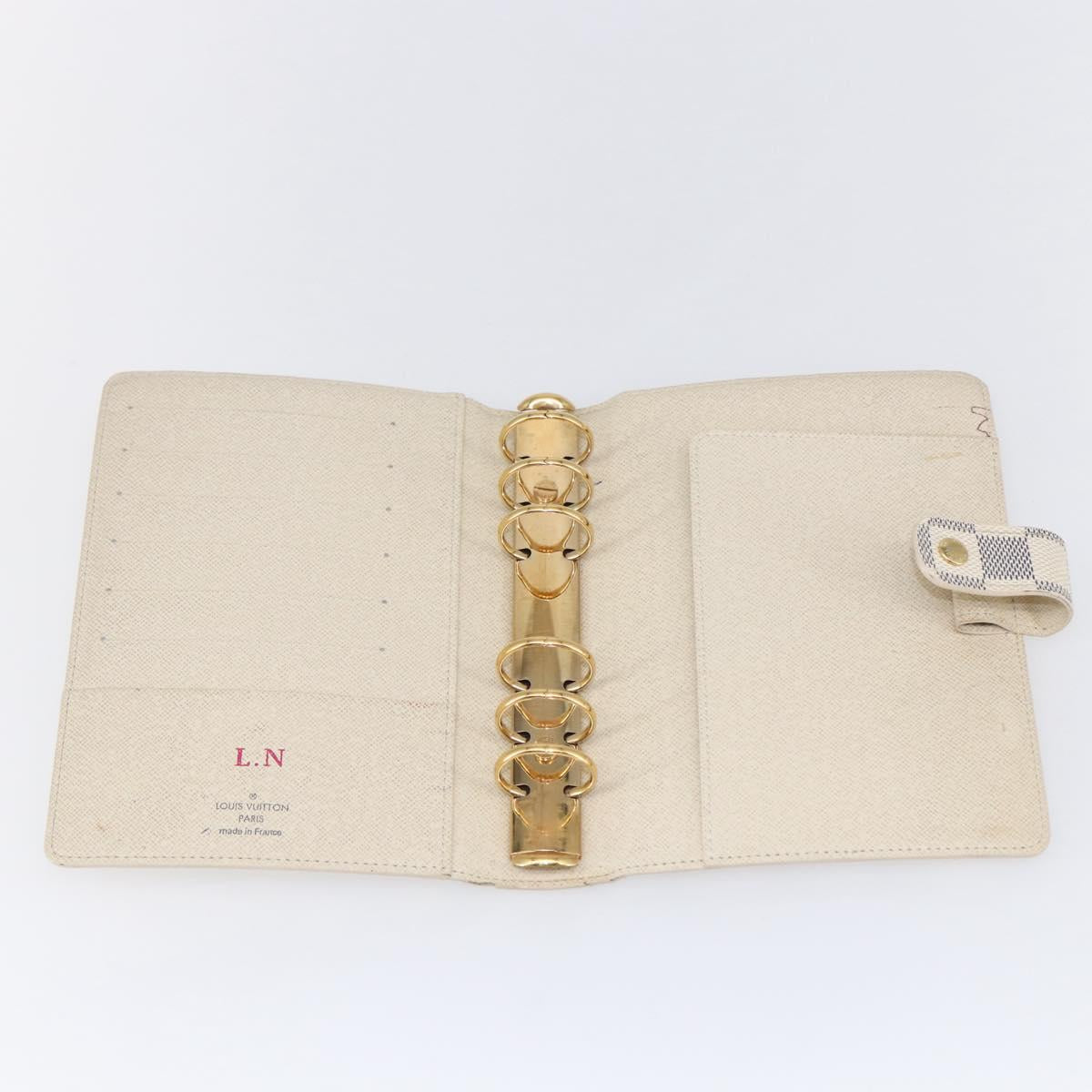 LOUIS VUITTON Damier Azur Agenda MM Day Planner Cover R20707 LV Auth 146523