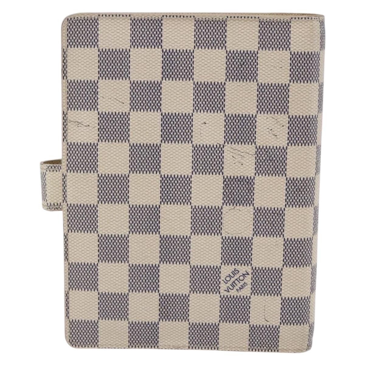 LOUIS VUITTON Damier Azur Agenda MM Day Planner Cover R20707 LV Auth 146523