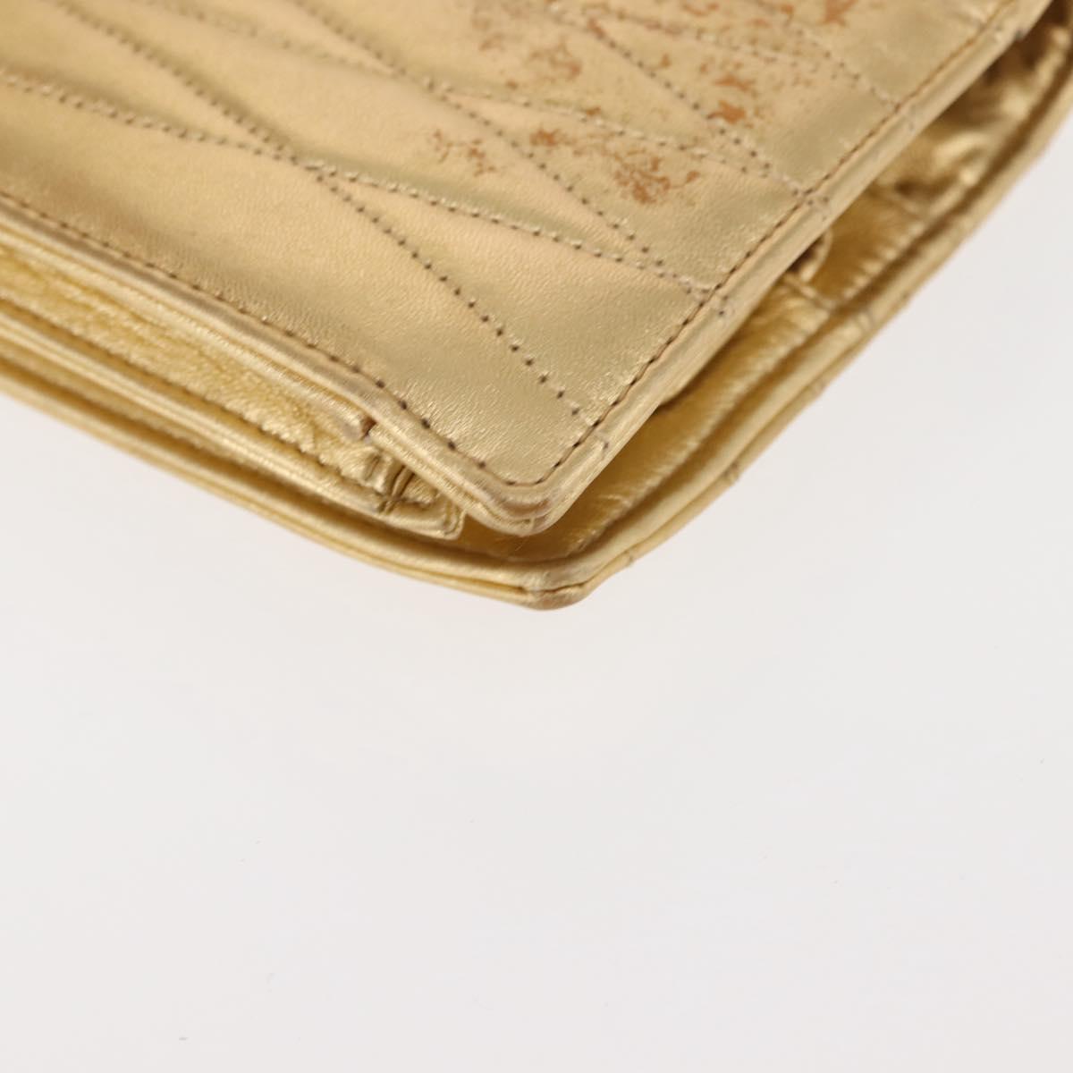 CHANEL Clutch Bag Leather Gold CC Auth 146526