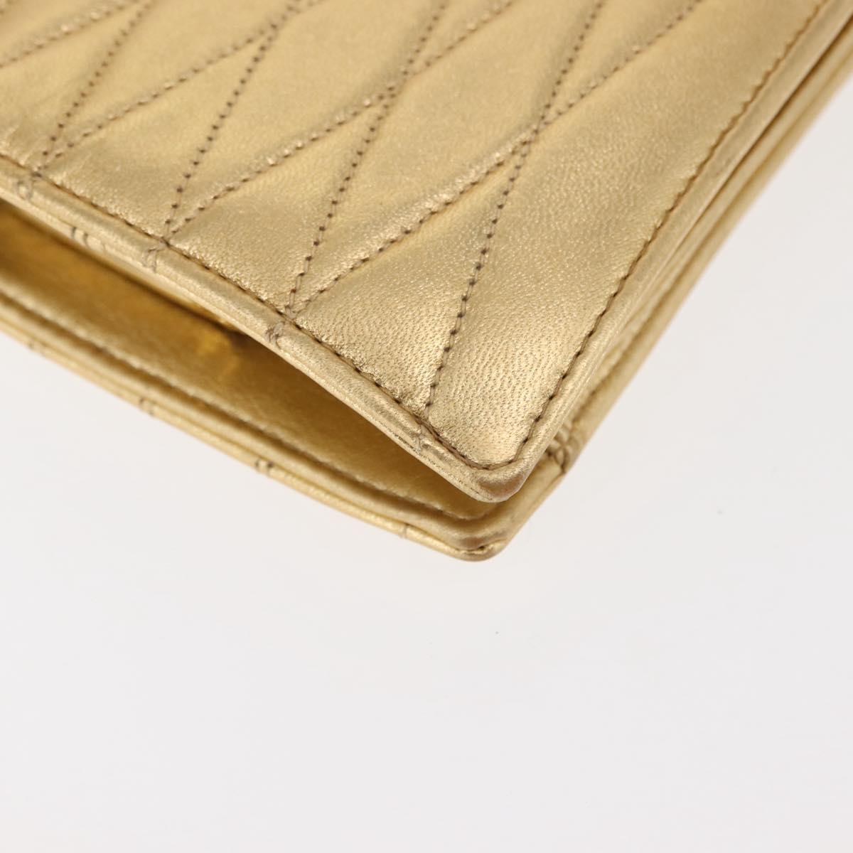 CHANEL Clutch Bag Leather Gold CC Auth 146526