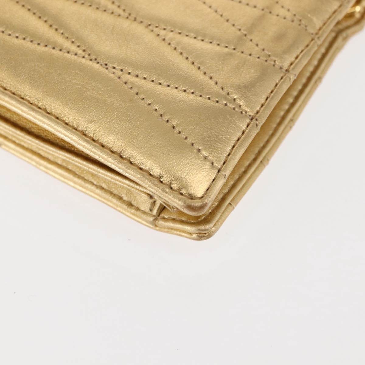 CHANEL Clutch Bag Leather Gold CC Auth 146526