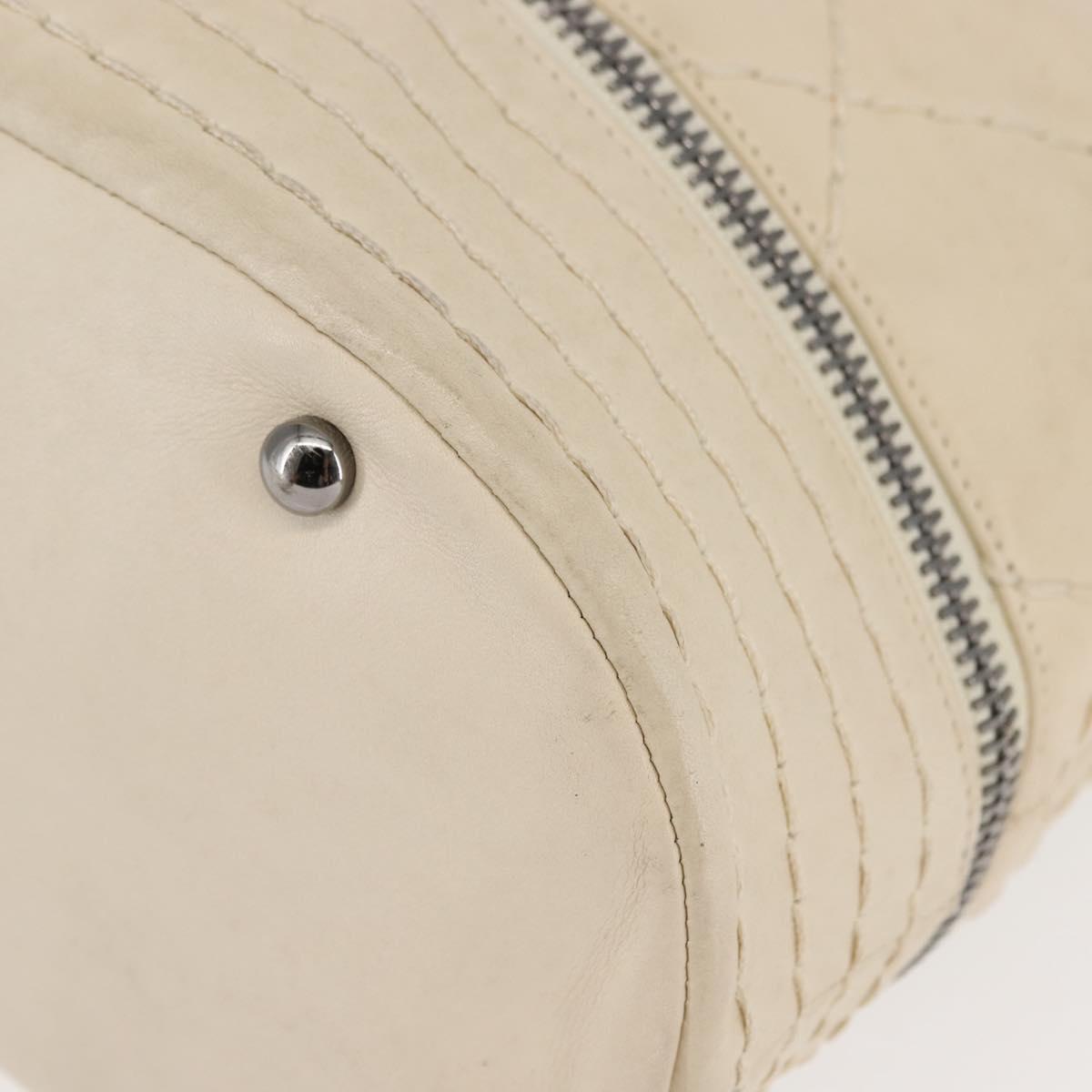 CHANEL Wild Stitch Chain Shoulder Bag Leather Ivory Silver CC Auth 146532