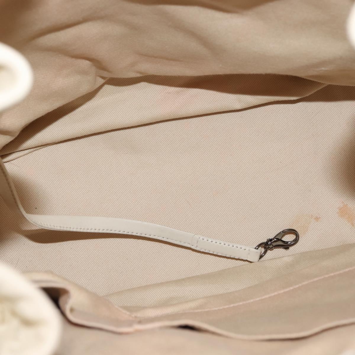 CHANEL Wild Stitch Chain Shoulder Bag Leather Ivory Silver CC Auth 146532