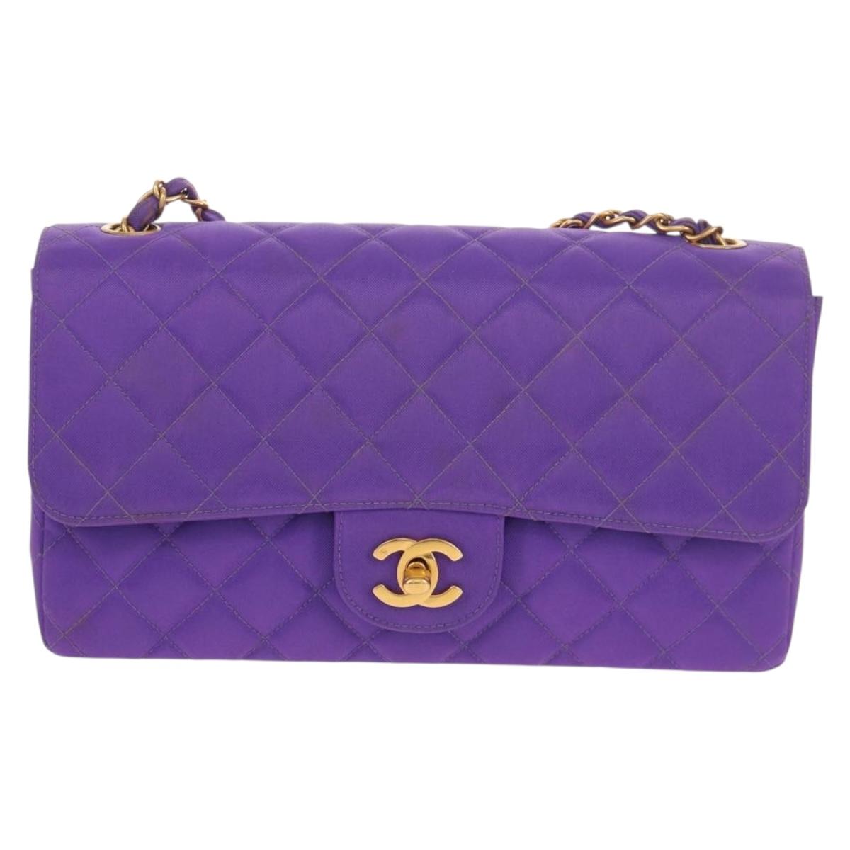 CHANEL Matelasse 25 Chain Shoulder Bag Nylon Purple Gold CC Auth 146533SM