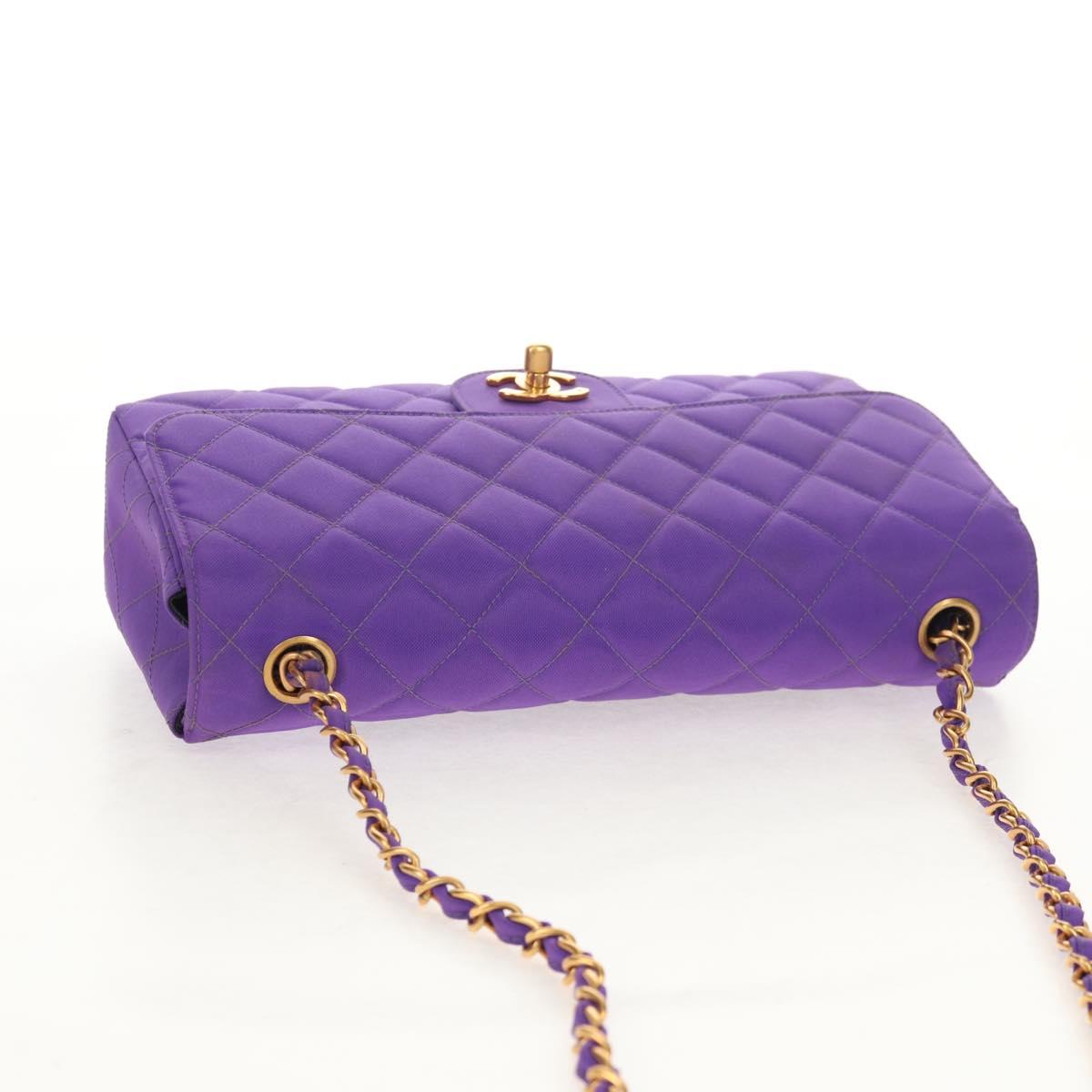 CHANEL Matelasse 25 Chain Shoulder Bag Nylon Purple Gold CC Auth 146533SM