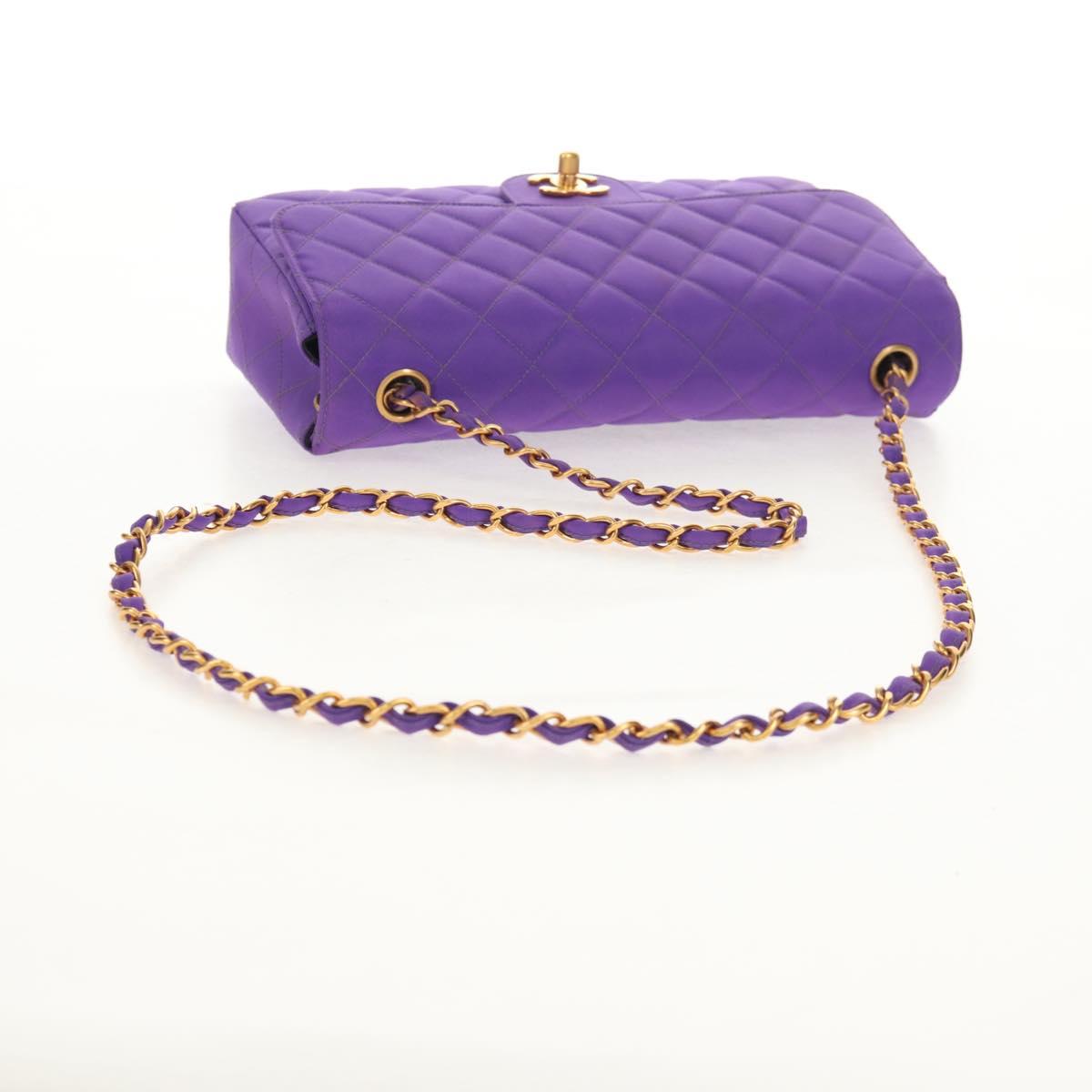 CHANEL Matelasse 25 Chain Shoulder Bag Nylon Purple Gold CC Auth 146533SM