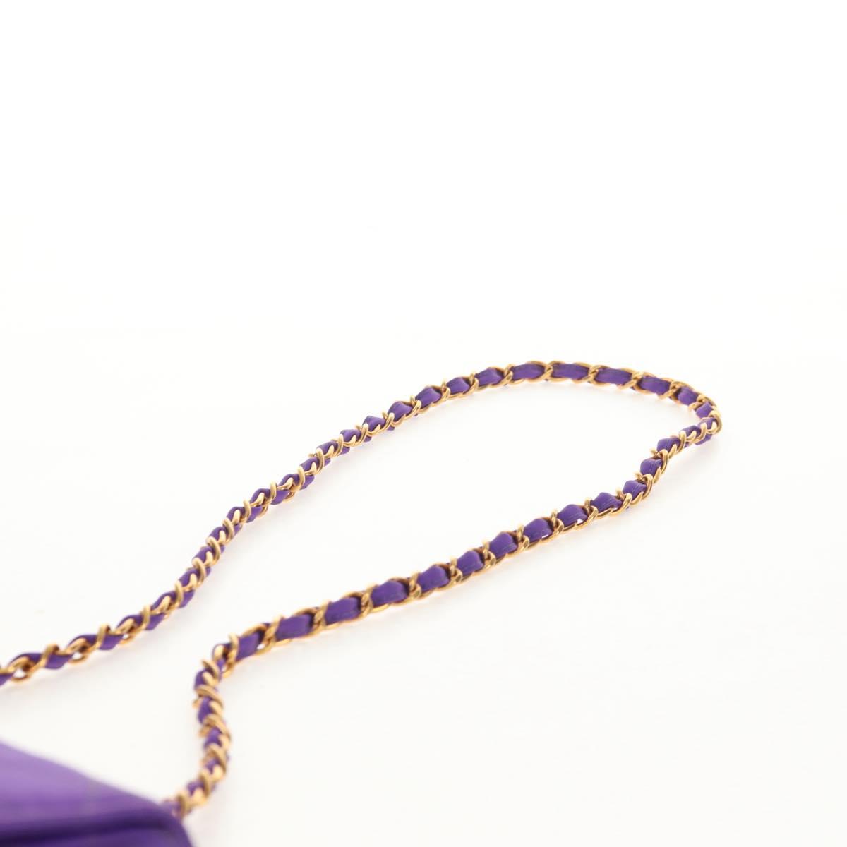 CHANEL Matelasse 25 Chain Shoulder Bag Nylon Purple Gold CC Auth 146533SM