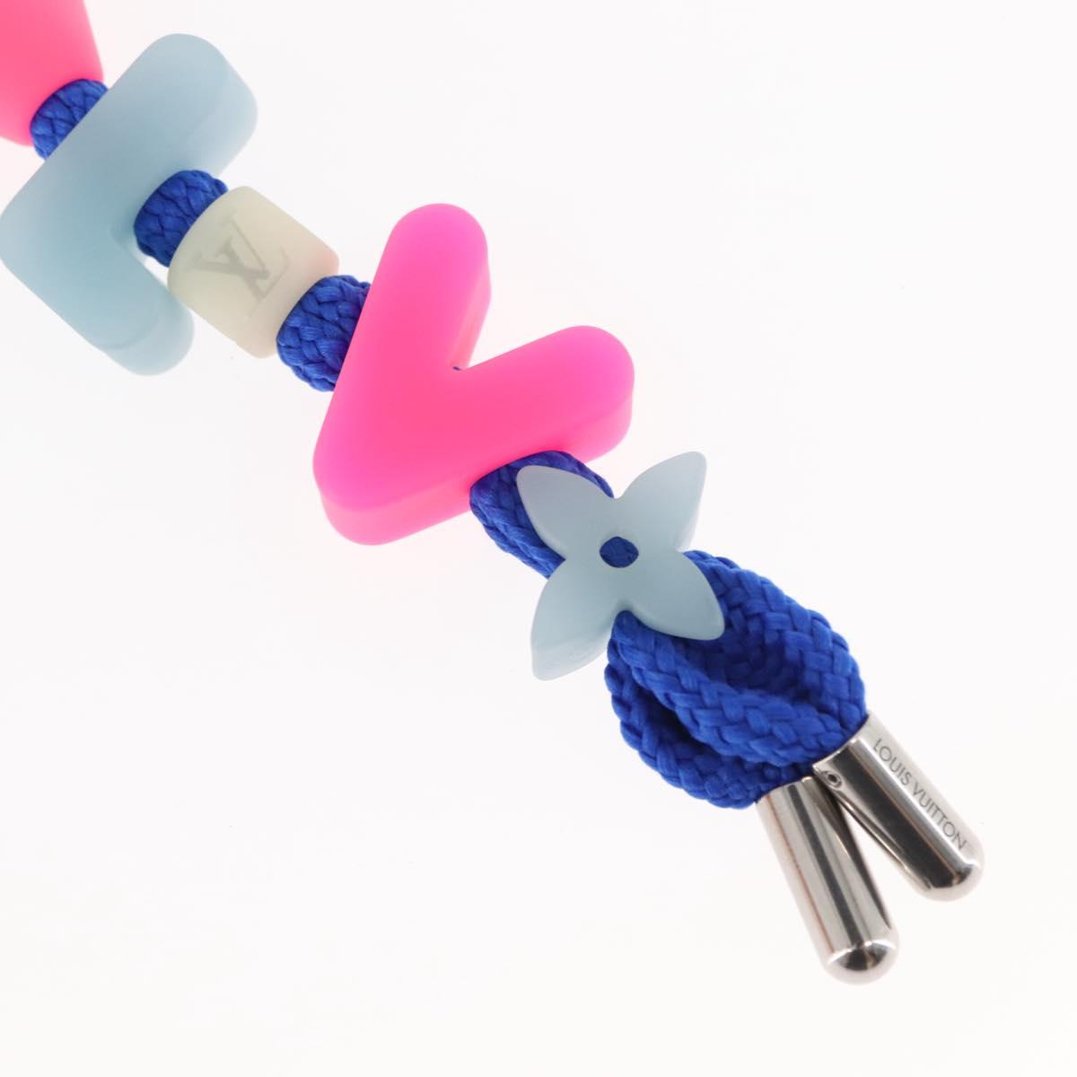 LOUIS VUITTON Porte Cles LV Play Key Holder rubber Blue Pink MP3458 Auth 146540