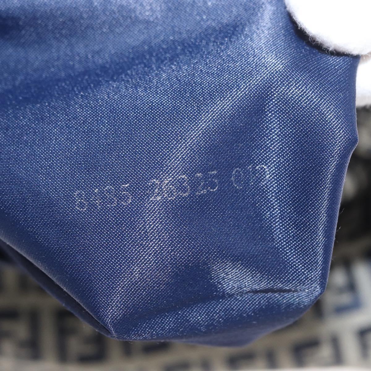 FENDI Zucchino Canvas Mamma Baguette Shoulder Bag Navy Silver Auth 146550V