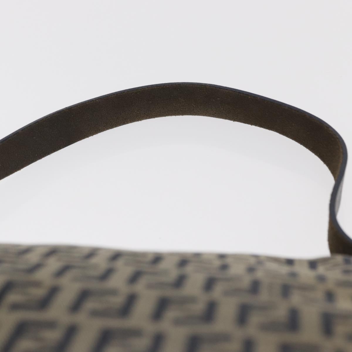 FENDI Zucchino Canvas Mamma Baguette Shoulder Bag Navy Silver Auth 146550V